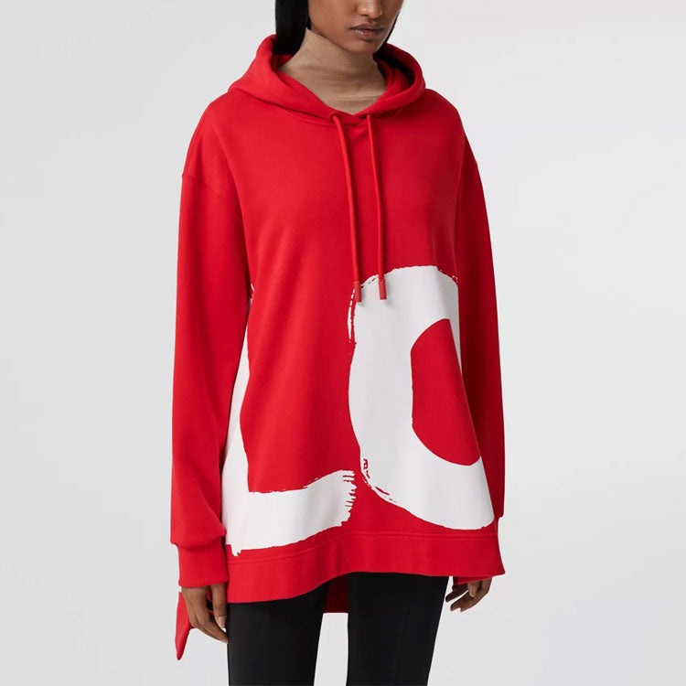 (WMNS) Burberry Love Printing Loose Hoodie Red 80381291 - 2