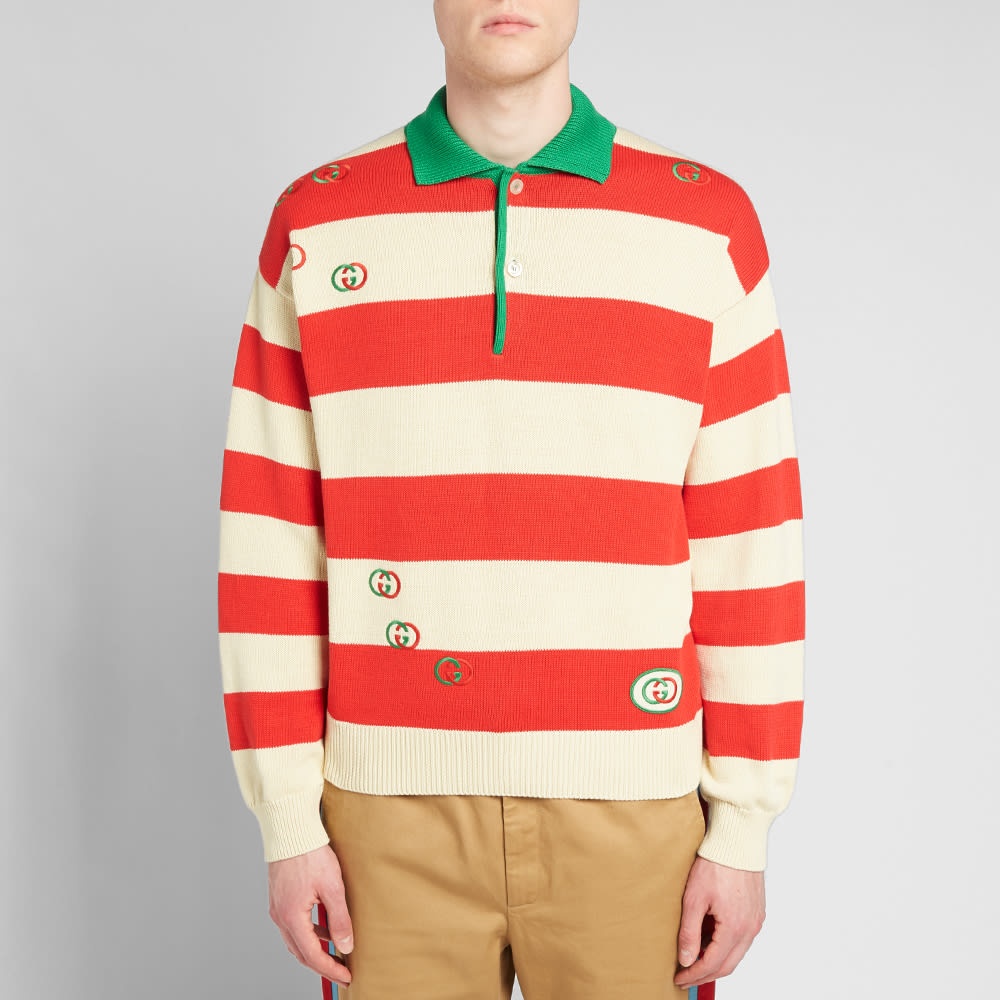 Gucci Striped Knit Logo Polo - 5