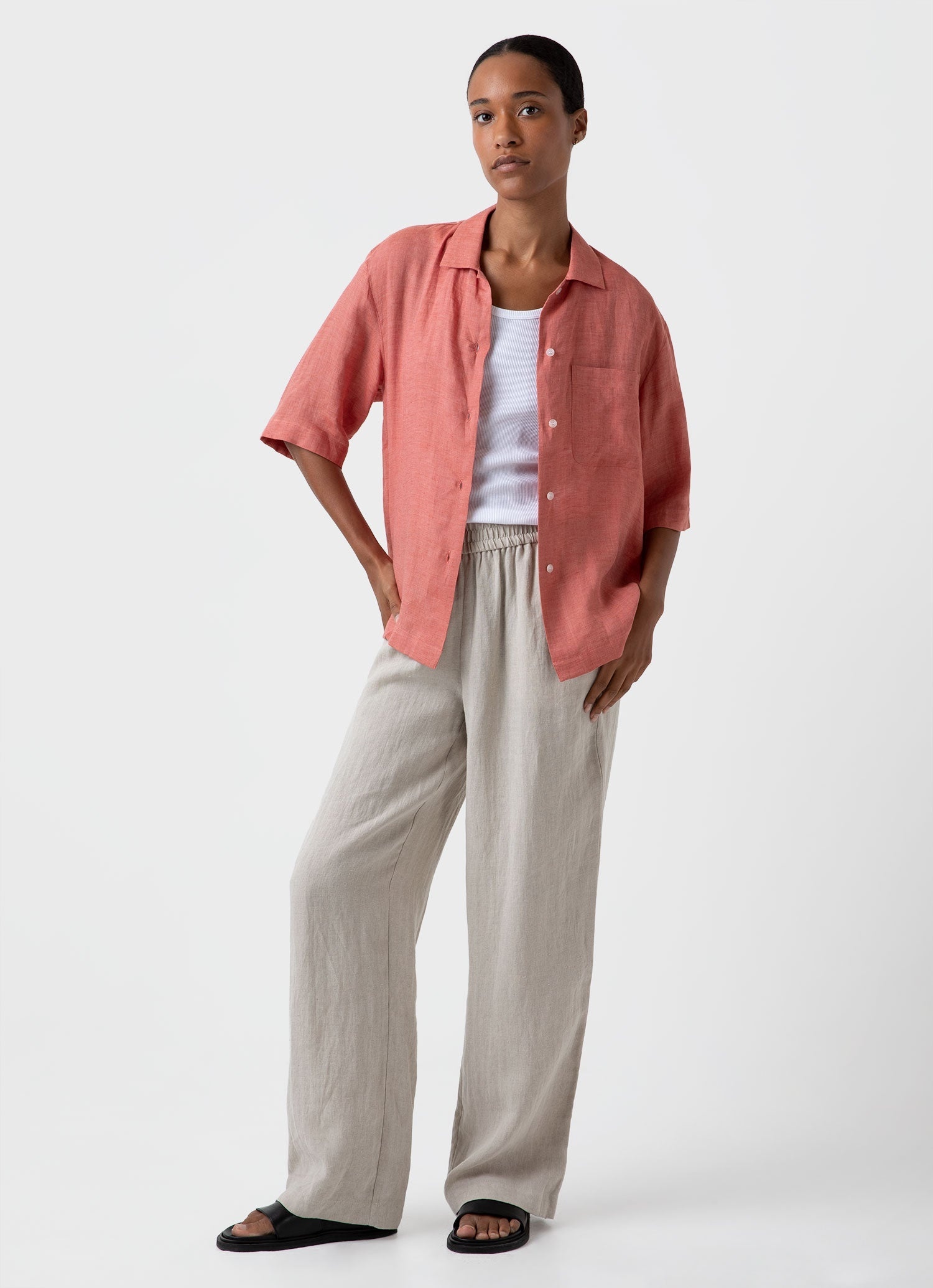 Short Sleeve Linen Shirt - 3