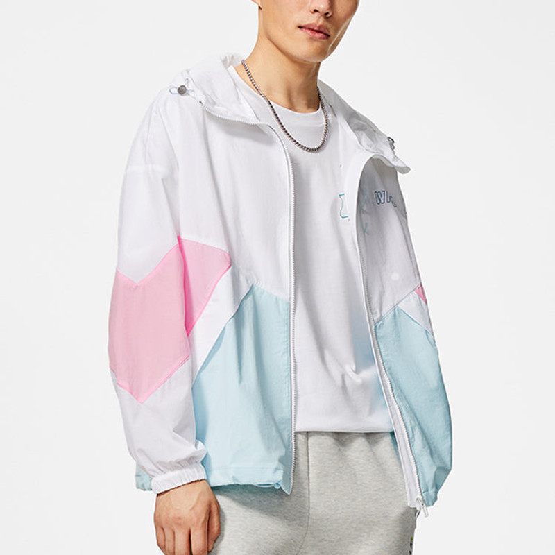 Li-Ning Li-Ning Way Of Wade Logo Color Block Hooded Jacket 'White Blue Pink' AFDSC41-3 outlook