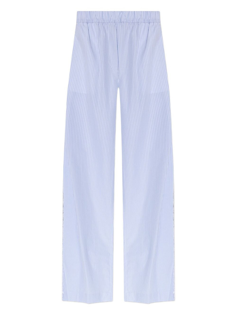 striped-pattern lace-trimmed trousers 1