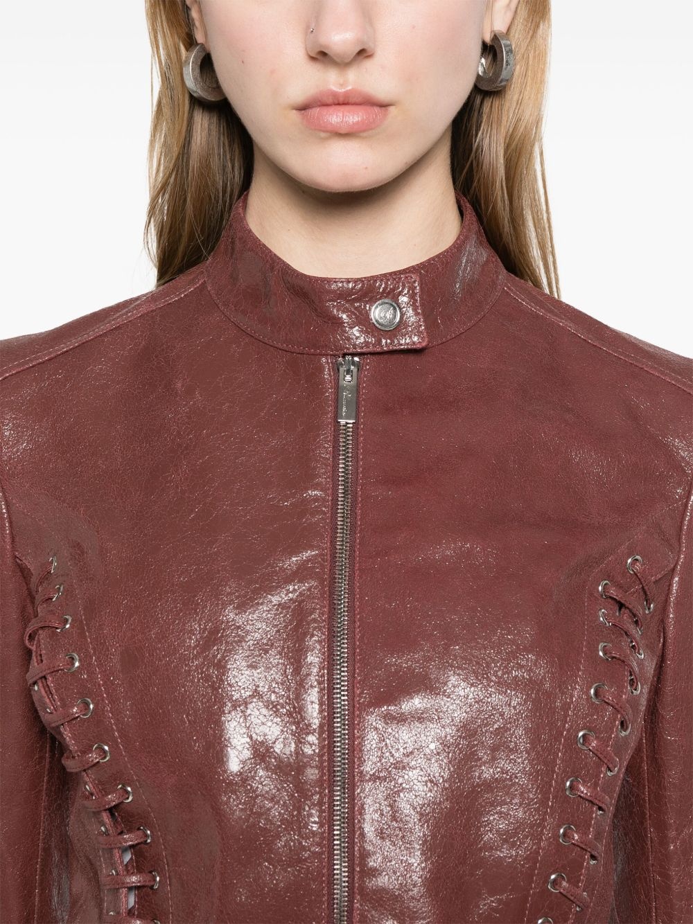 cracked-effect leather jacket - 5