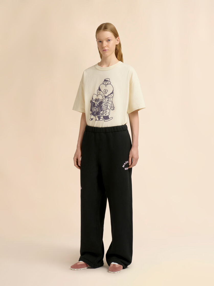 MARNI + MADHAPPY BLACK COTTON SWEATPANTS WITH ANIMAL PRINT - 2