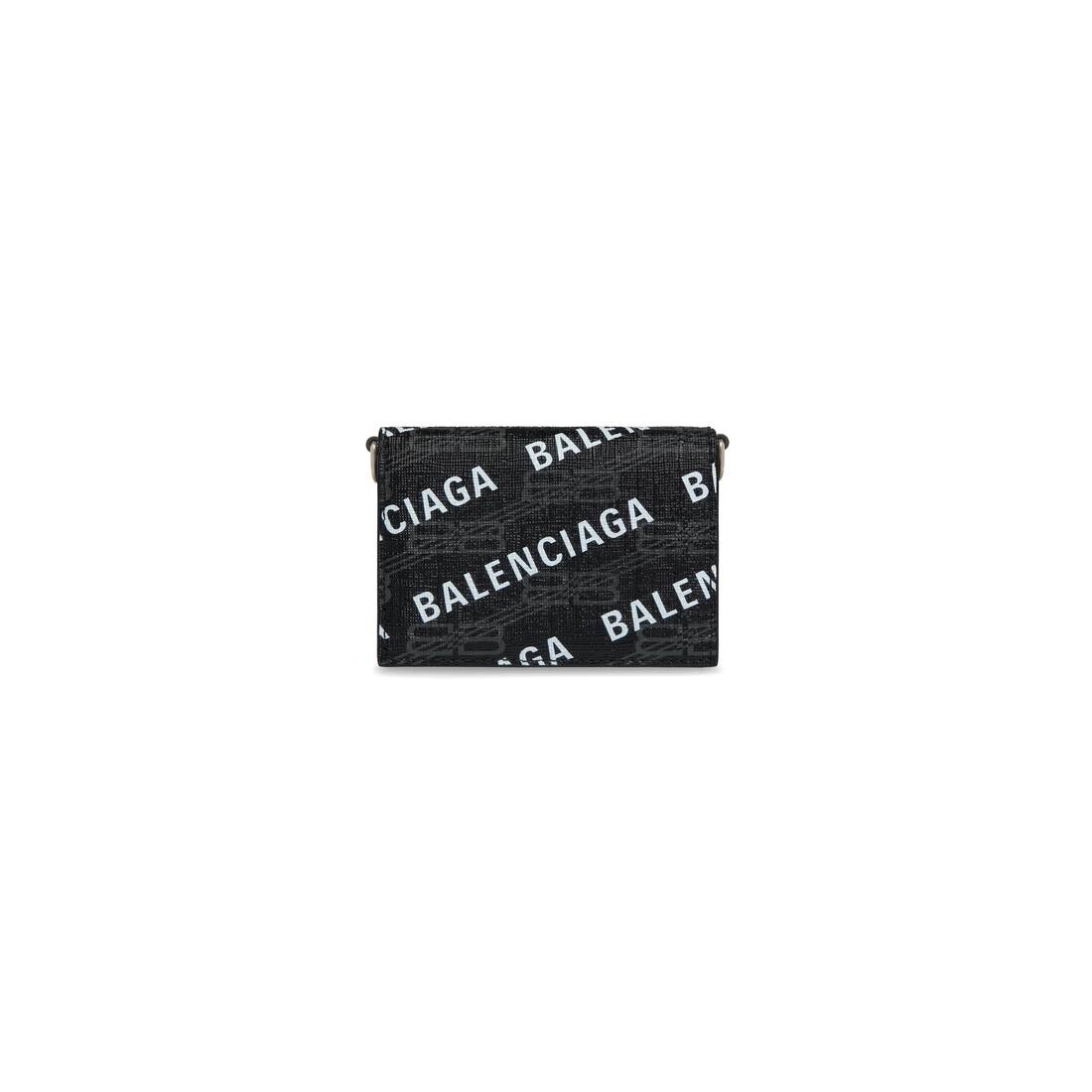 Women's Signature Mini Wallet On Chain Bb Monogram Coated Canvas And Allover Logo in Black - 5
