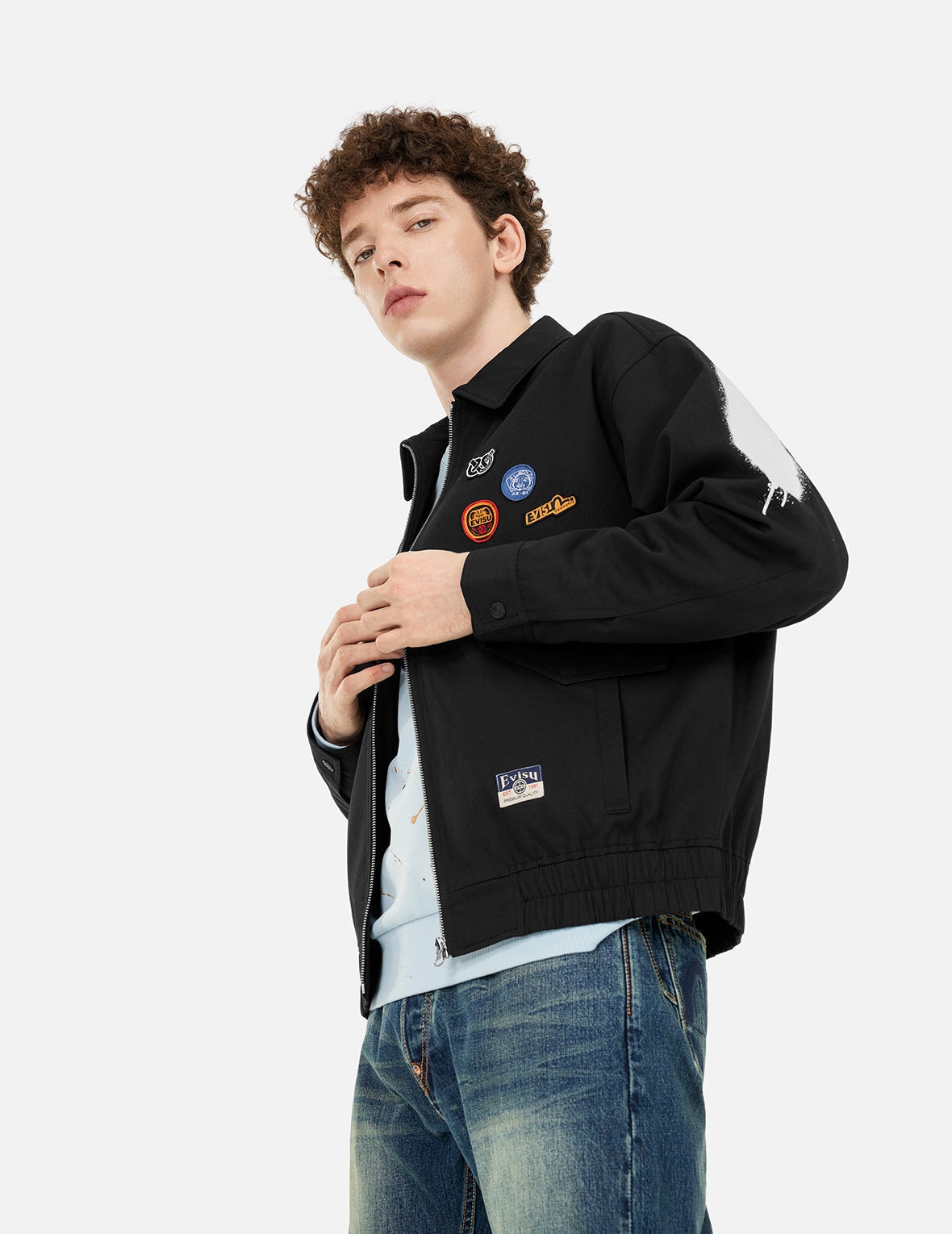 Graffiti Daicock Print Boxy Fit Zip Up Jacket - 6