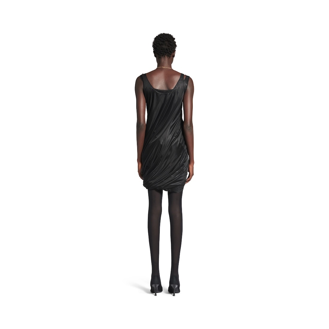Women's Twisted Slip Dress in Black - 4