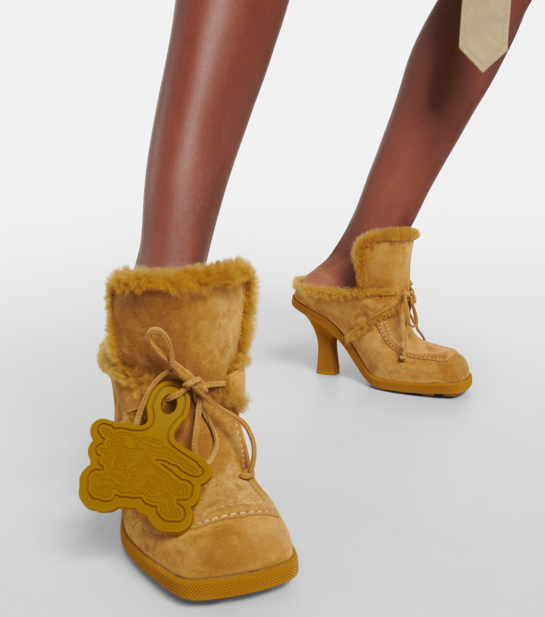 EKD shearling-lined suede mules - 7