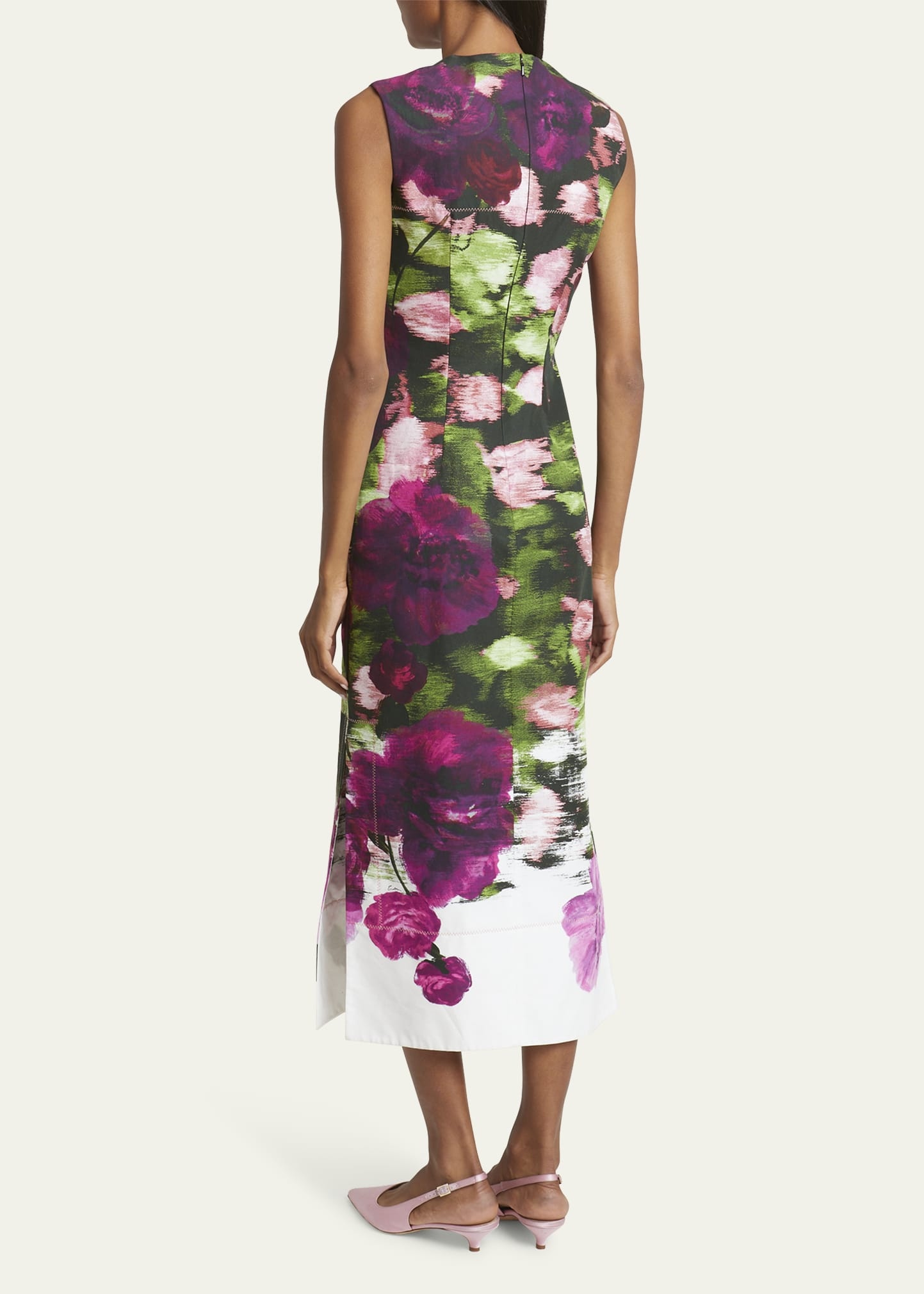 Abstract Floral Midi Pencil Dress - 3