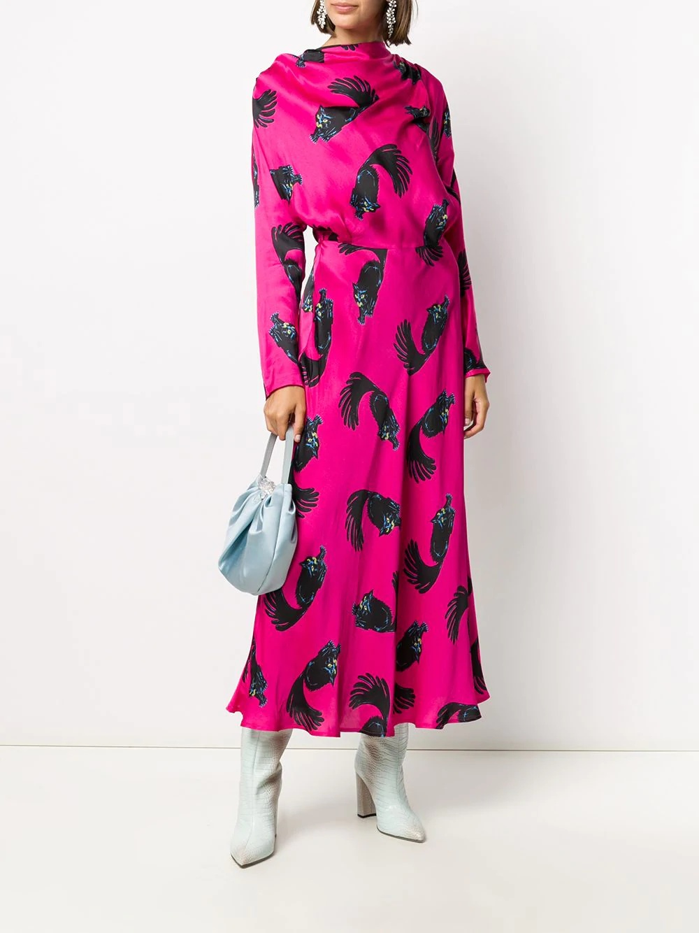 cat print long dress - 2