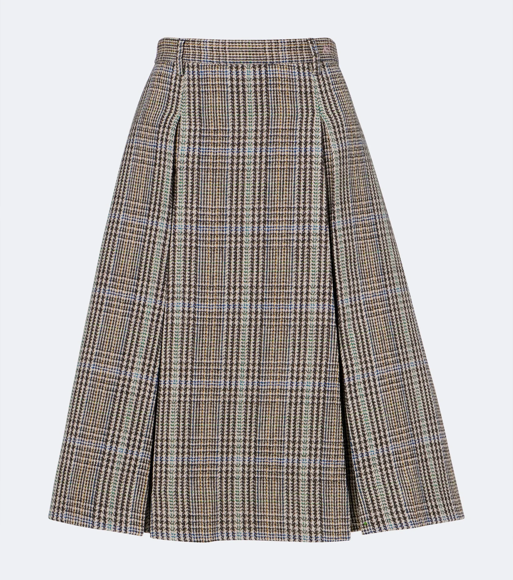 Checked pleated wool midi skirt - 1