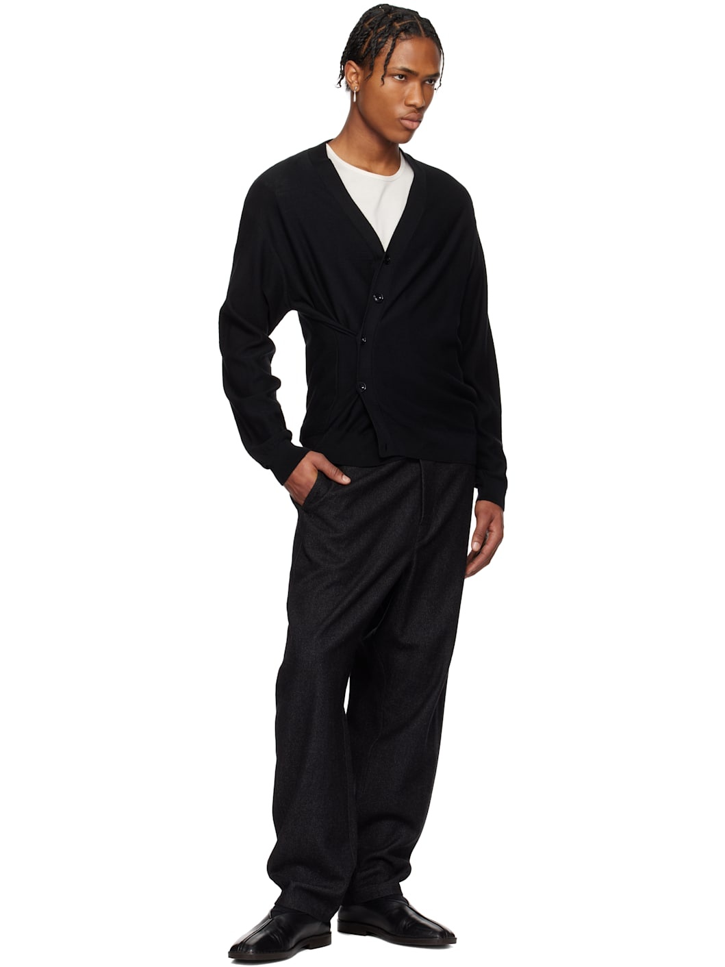 Black Relaxed Twisted Cardigan - 5