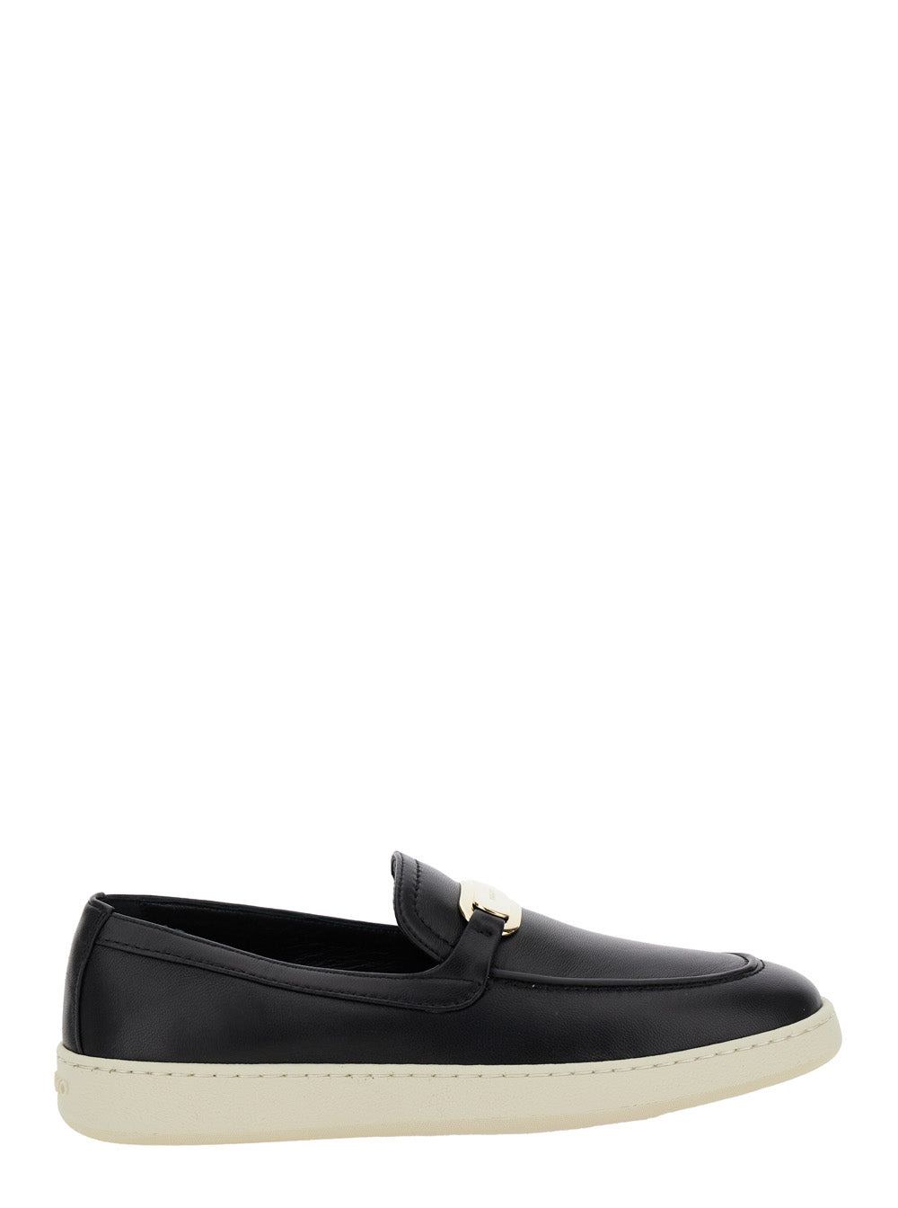 Ferragamo Women 'Crio' Black Loafers With Logo Plaque In Leather Woman - 1