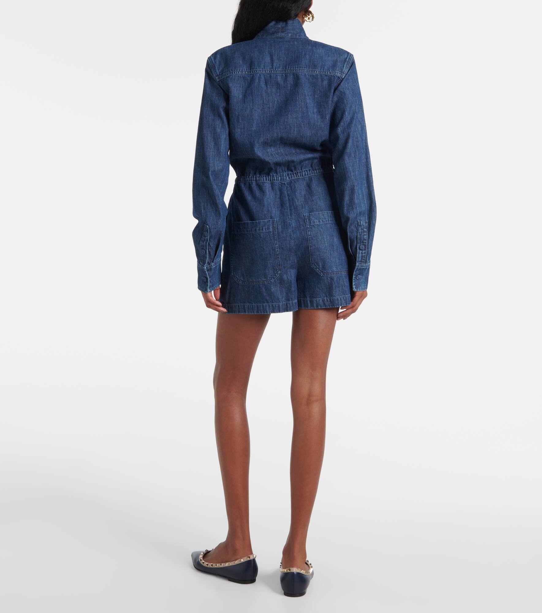 Halterneck denim playsuit - 3