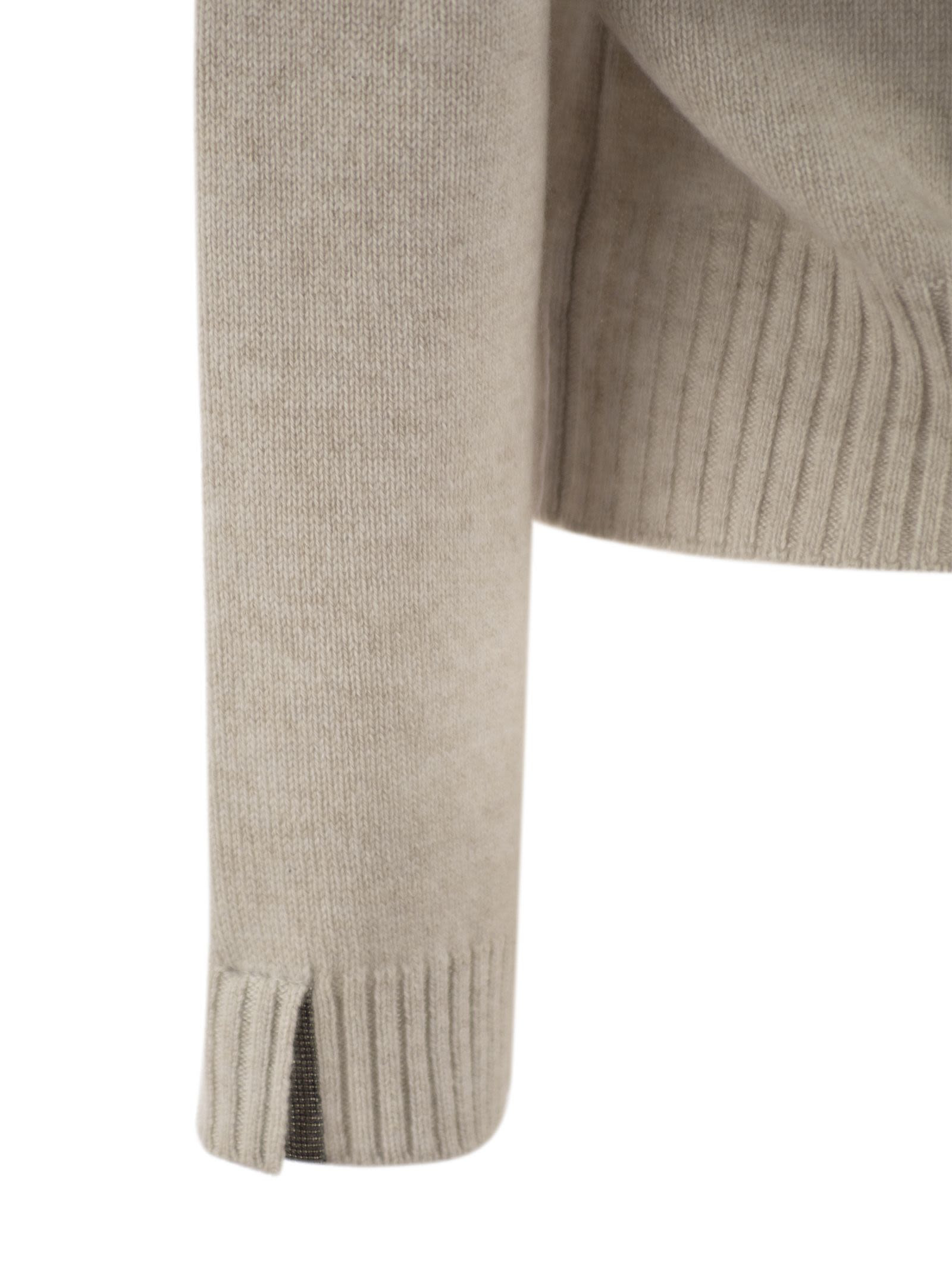Brunello Cucinelli Women Cashmere Sweater With Shiny Cuff Details - 4