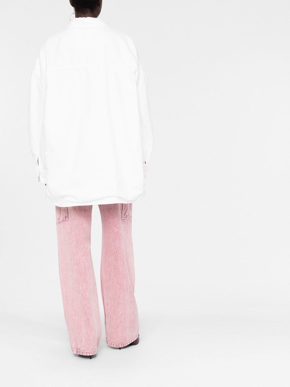 logo-embroidered shirt jacket - 4