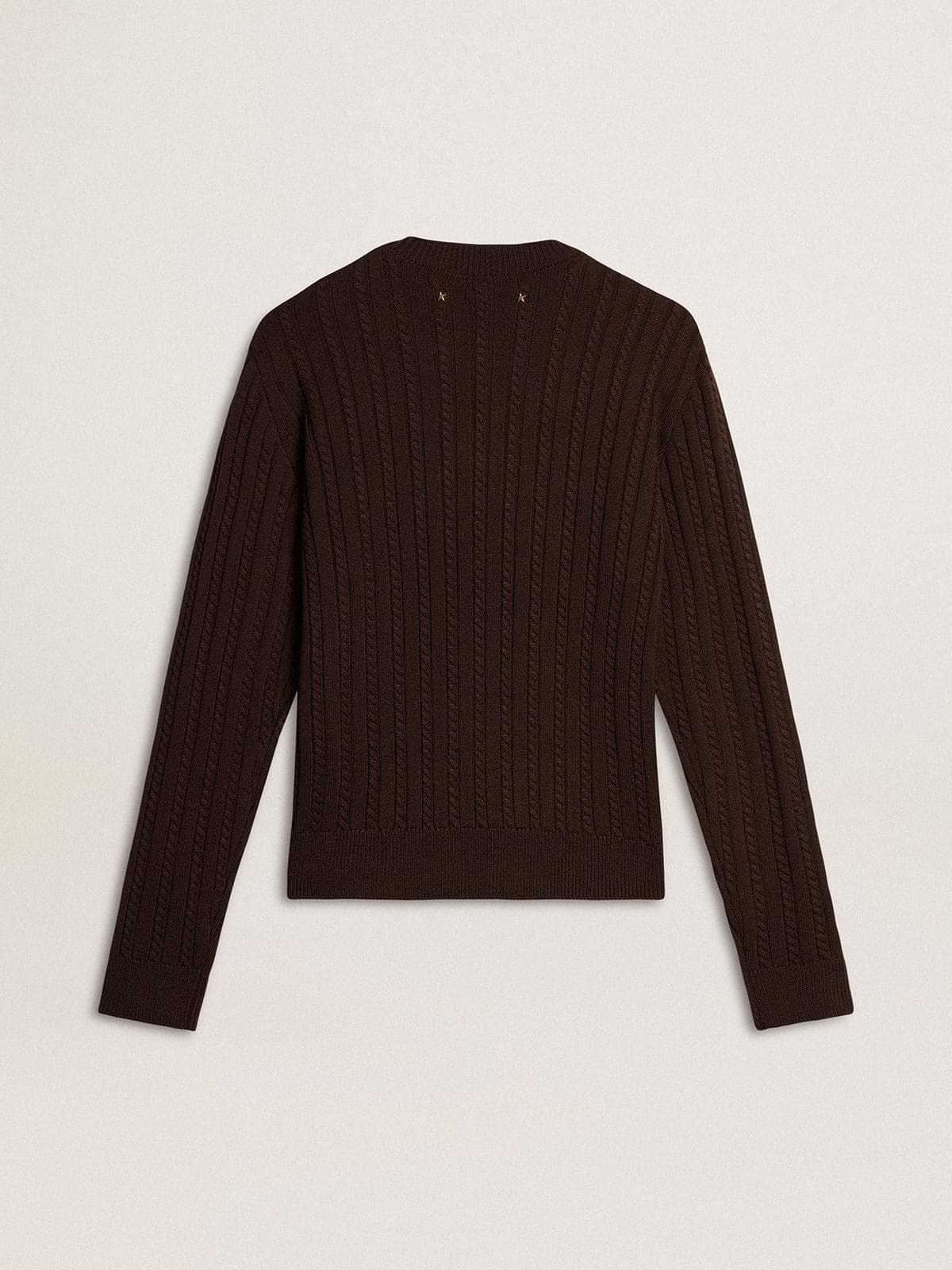 Women's crew-neck sweater in wool blend with gold buttons - 6