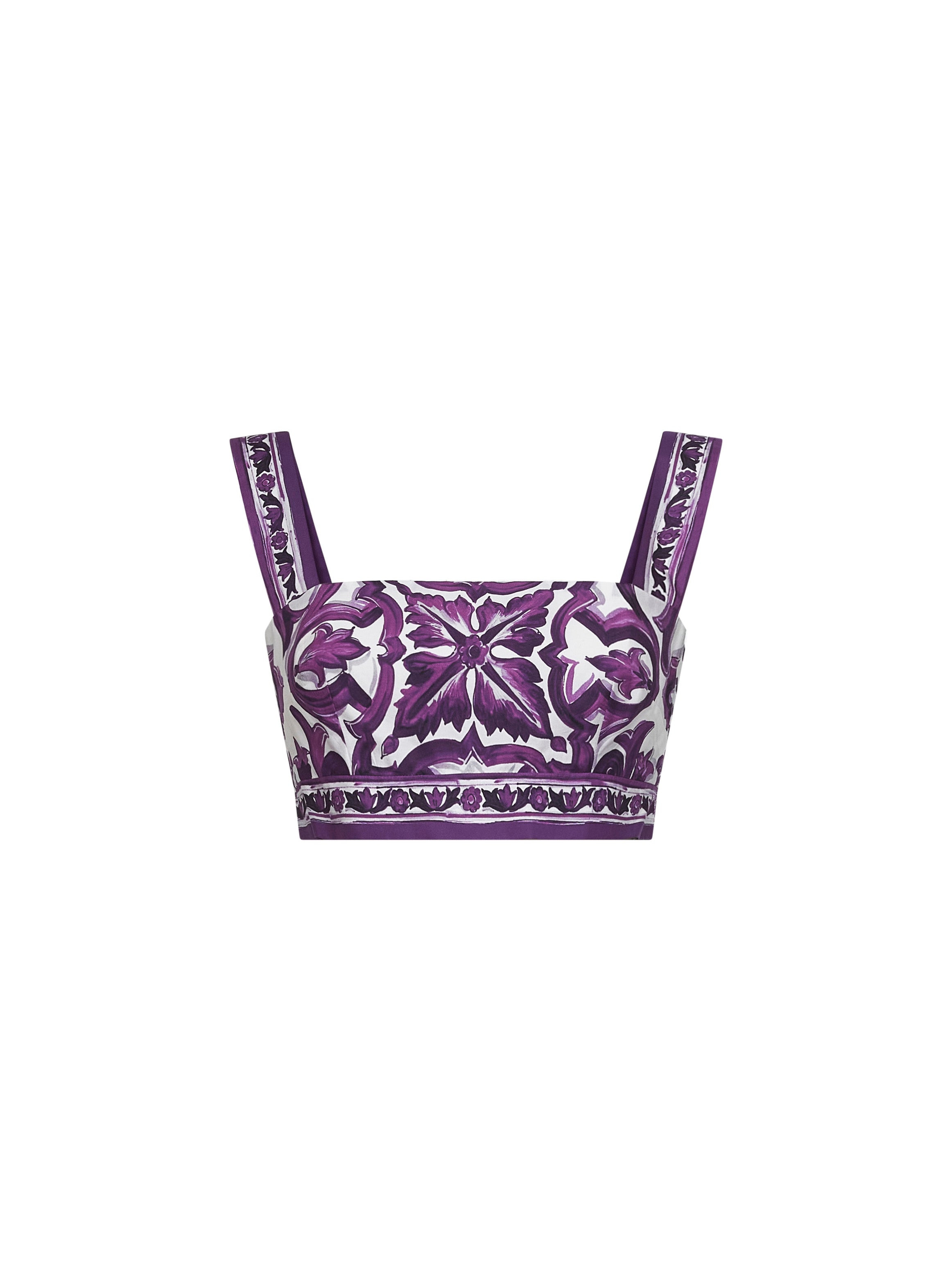 Dolce & Gabbana Women Maiolica Print Poplin Bralette Top - 1