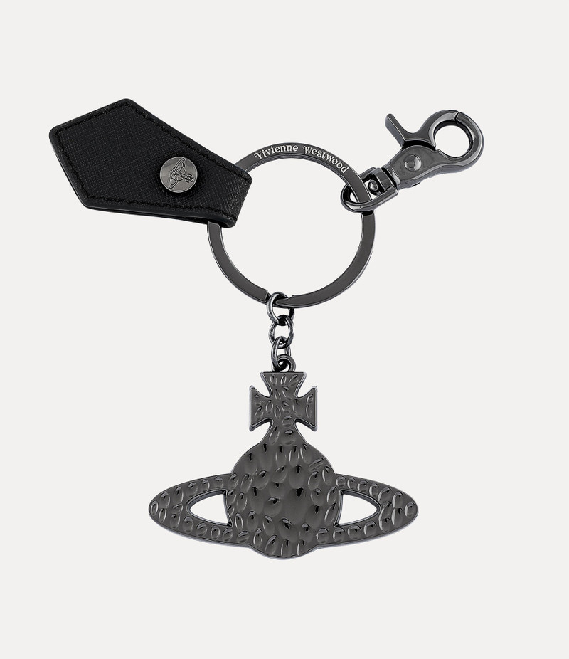 SAFFIANO HAMMERED ORB GUNMETAL KEYRING - 1