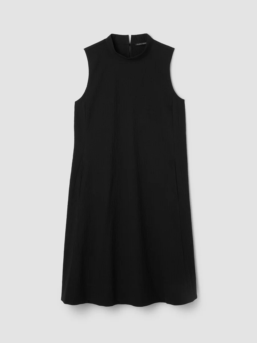 Organic Cotton Pucker Mock Neck Dress - 1