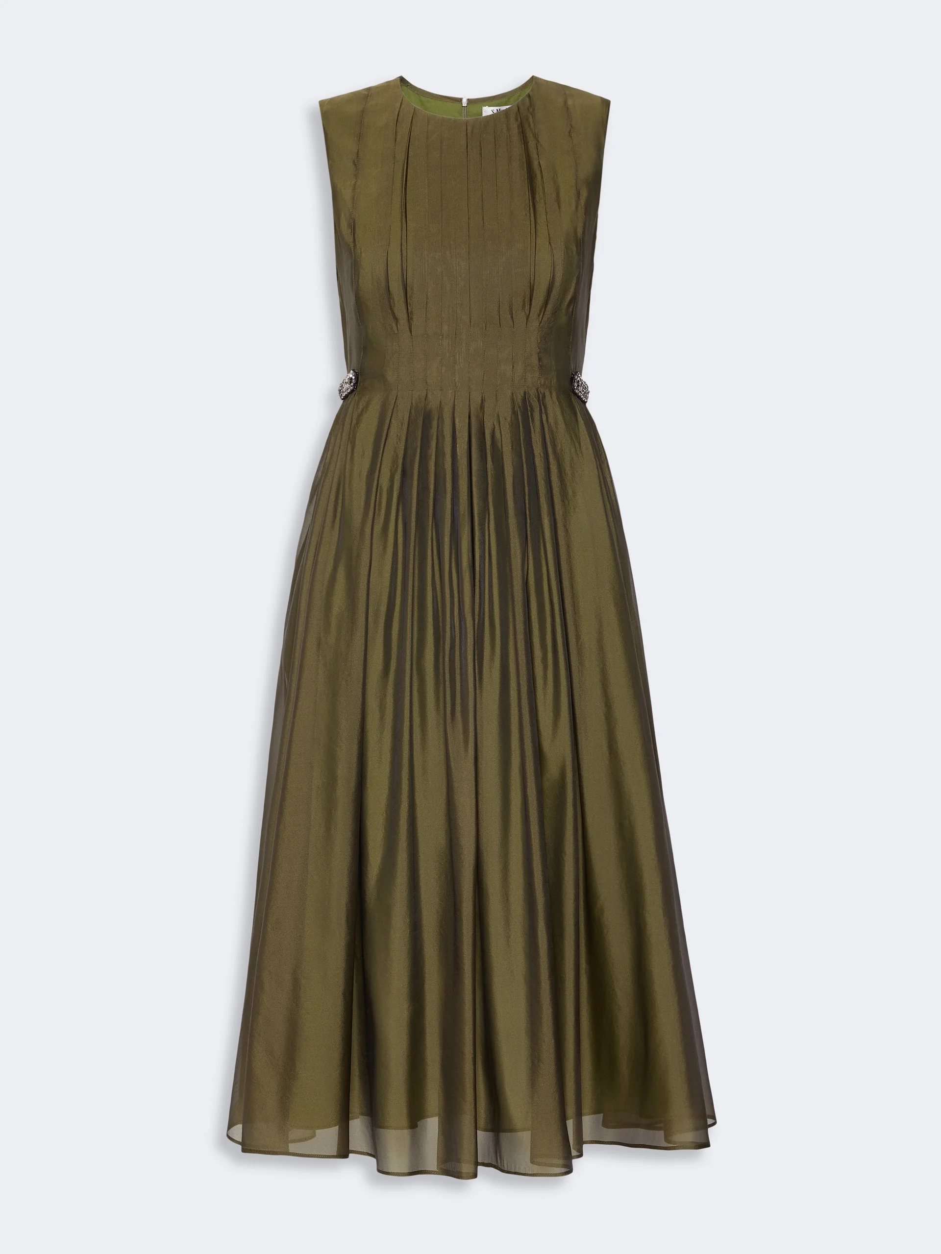 WALLY Fit-and-flare organza dress - KAKI - 1