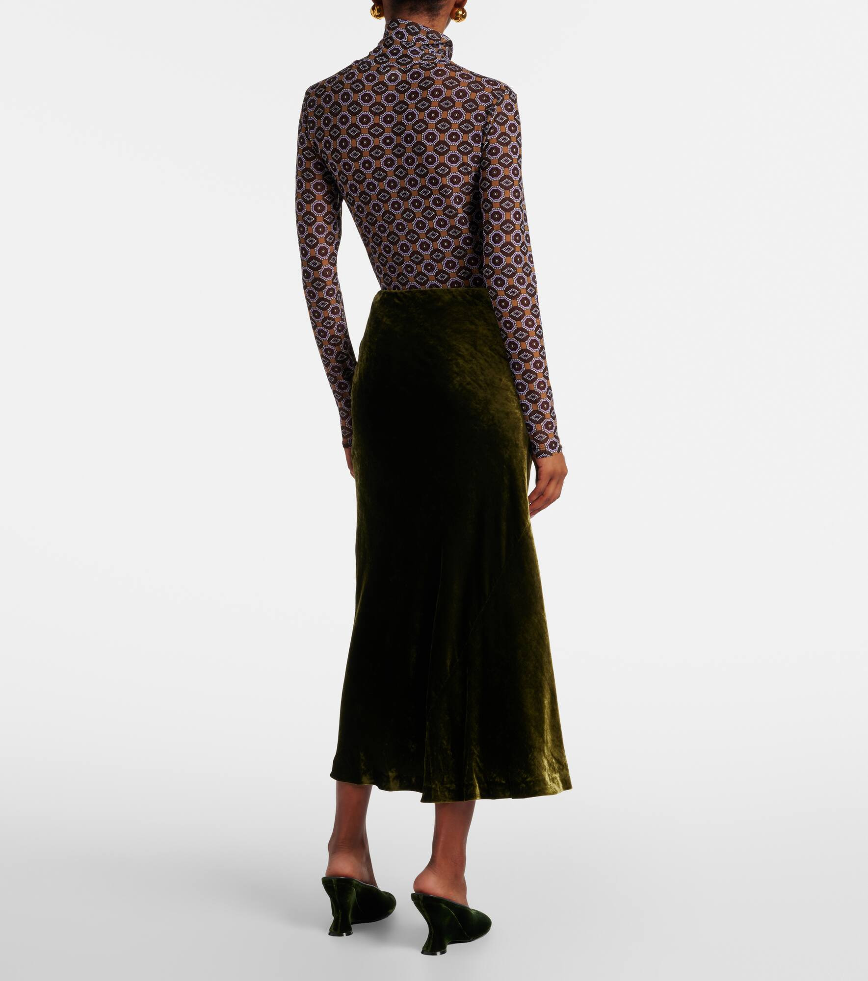 Draped velvet midi skirt - 3