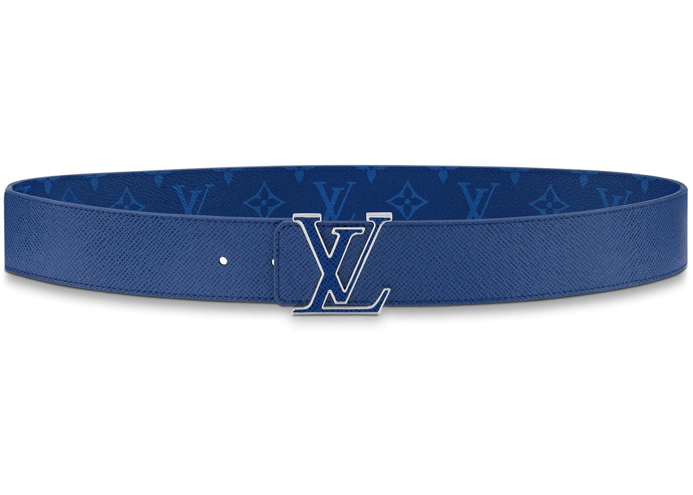 Louis Vuitton LV Initiales Reversible Belt Monogram Cobalt Taiga 40MM Blue - 3
