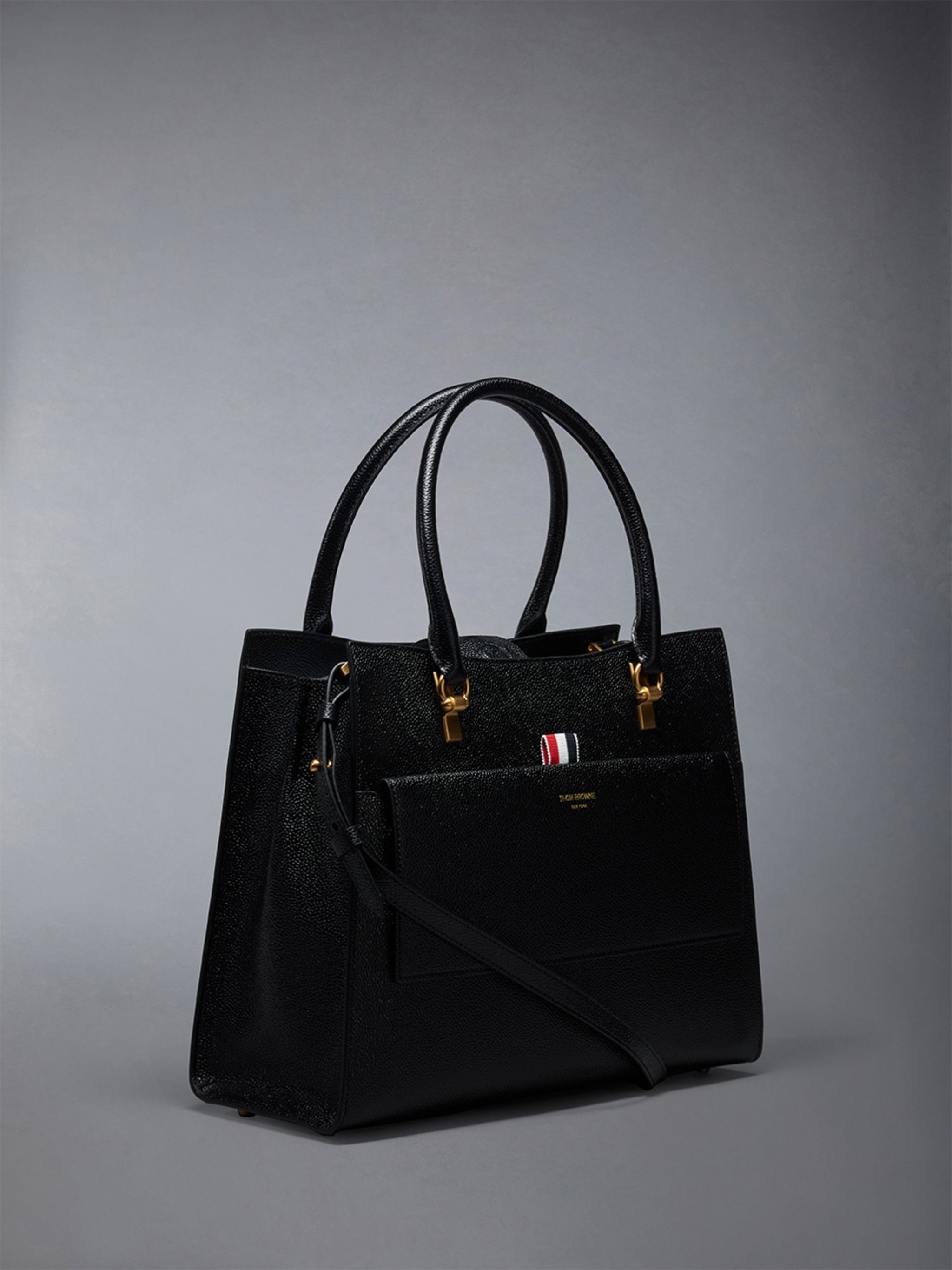Medium Duet Tote in Pebble Grain Leather - 3