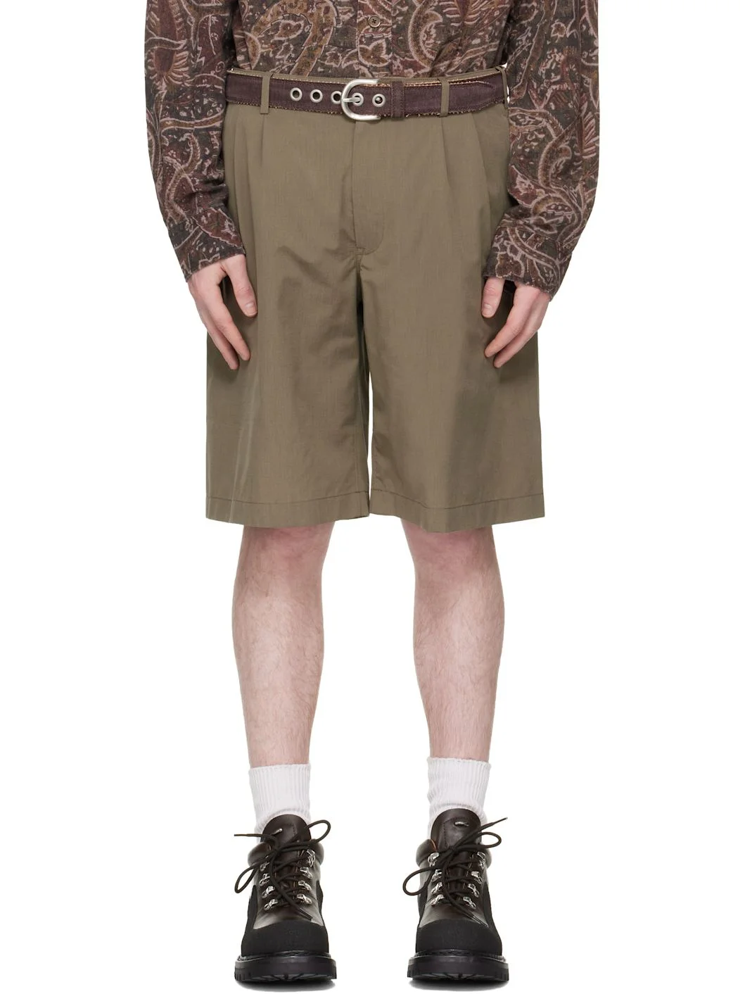 Khaki Ponte Shorts - 1