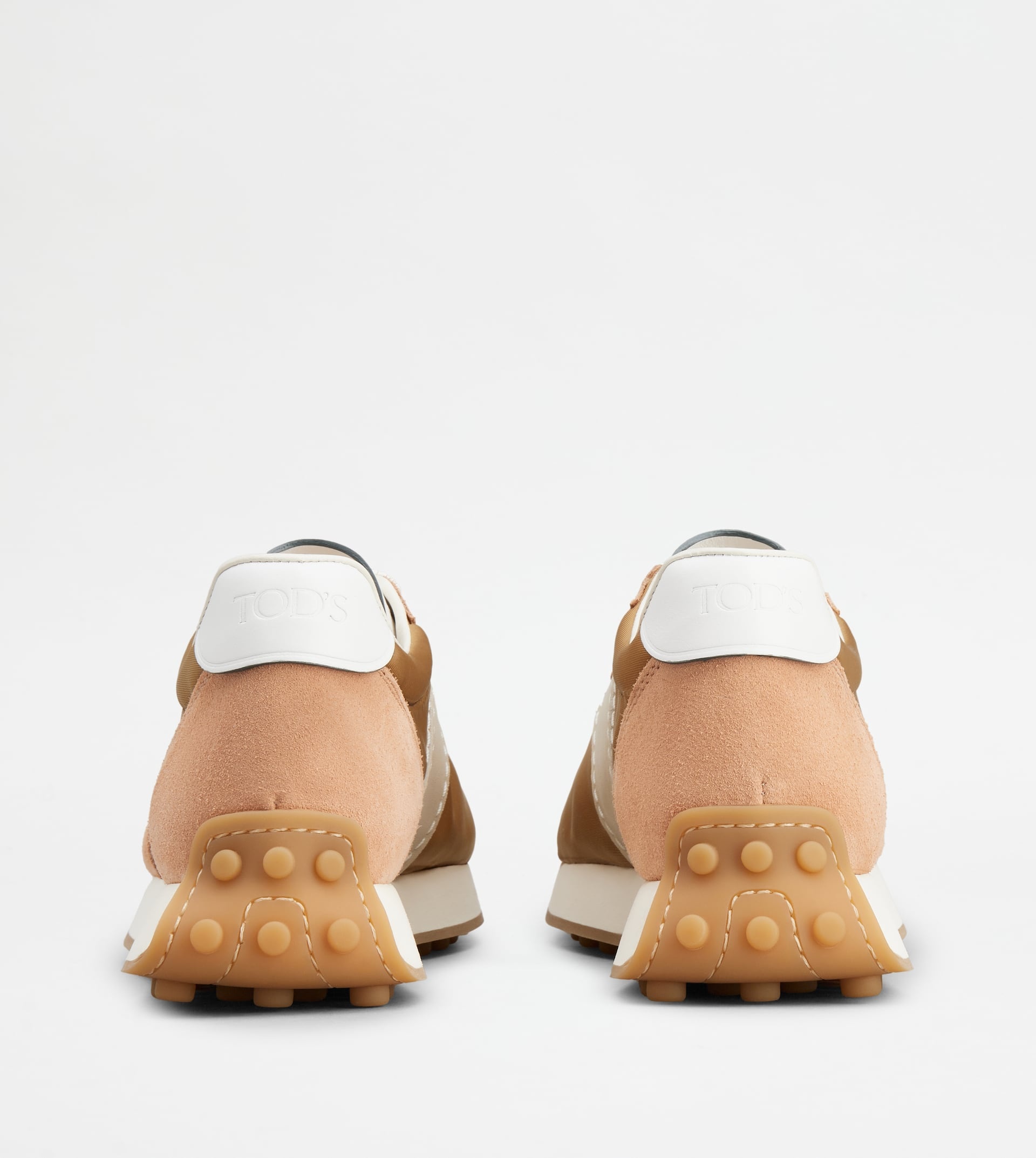 SNEAKERS IN LEATHER AND TECHNICAL FABRIC - PINK, BROWN, BEIGE, WHITE - 3