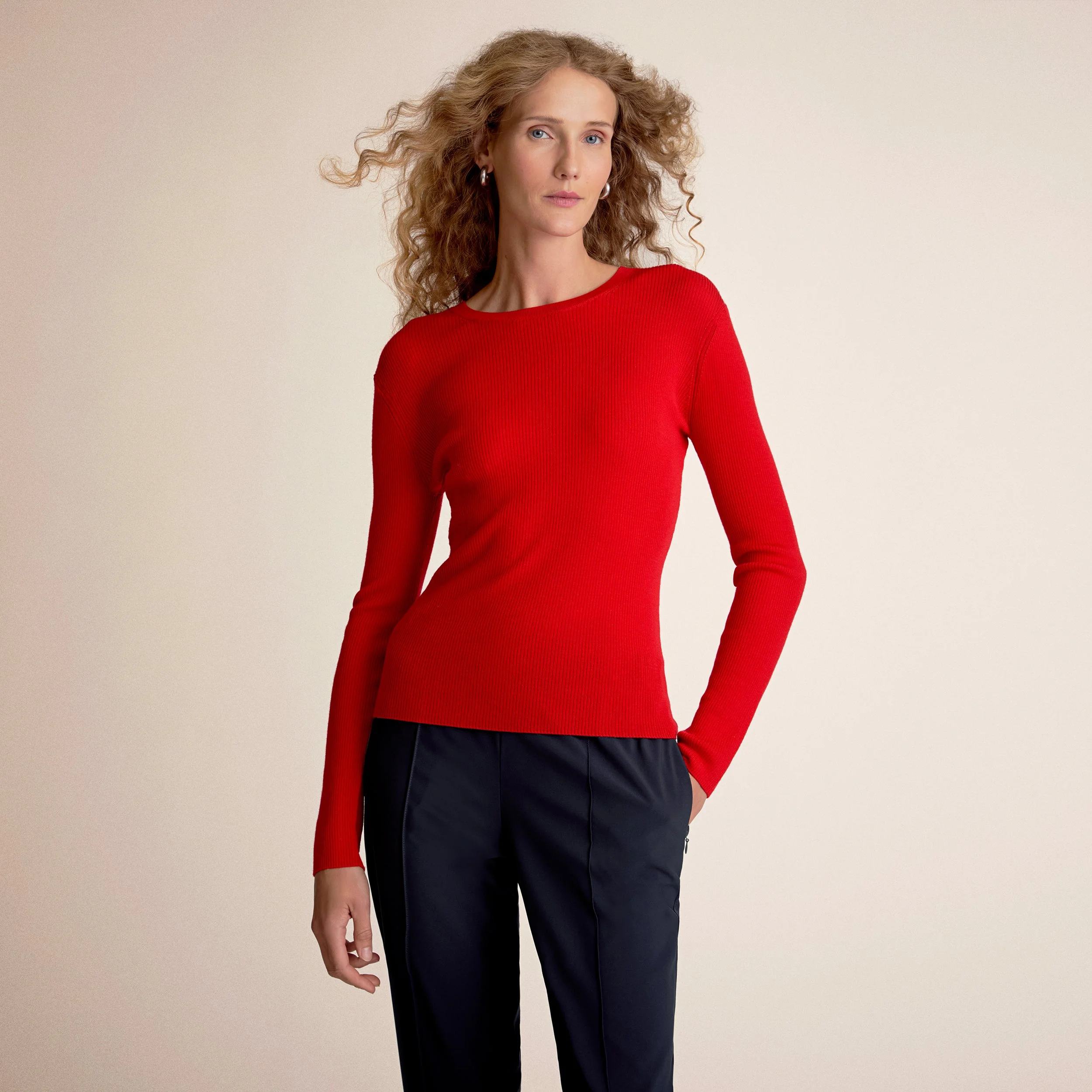 Beck Fitted Crewneck Sweater - Ribbed Merino - 1