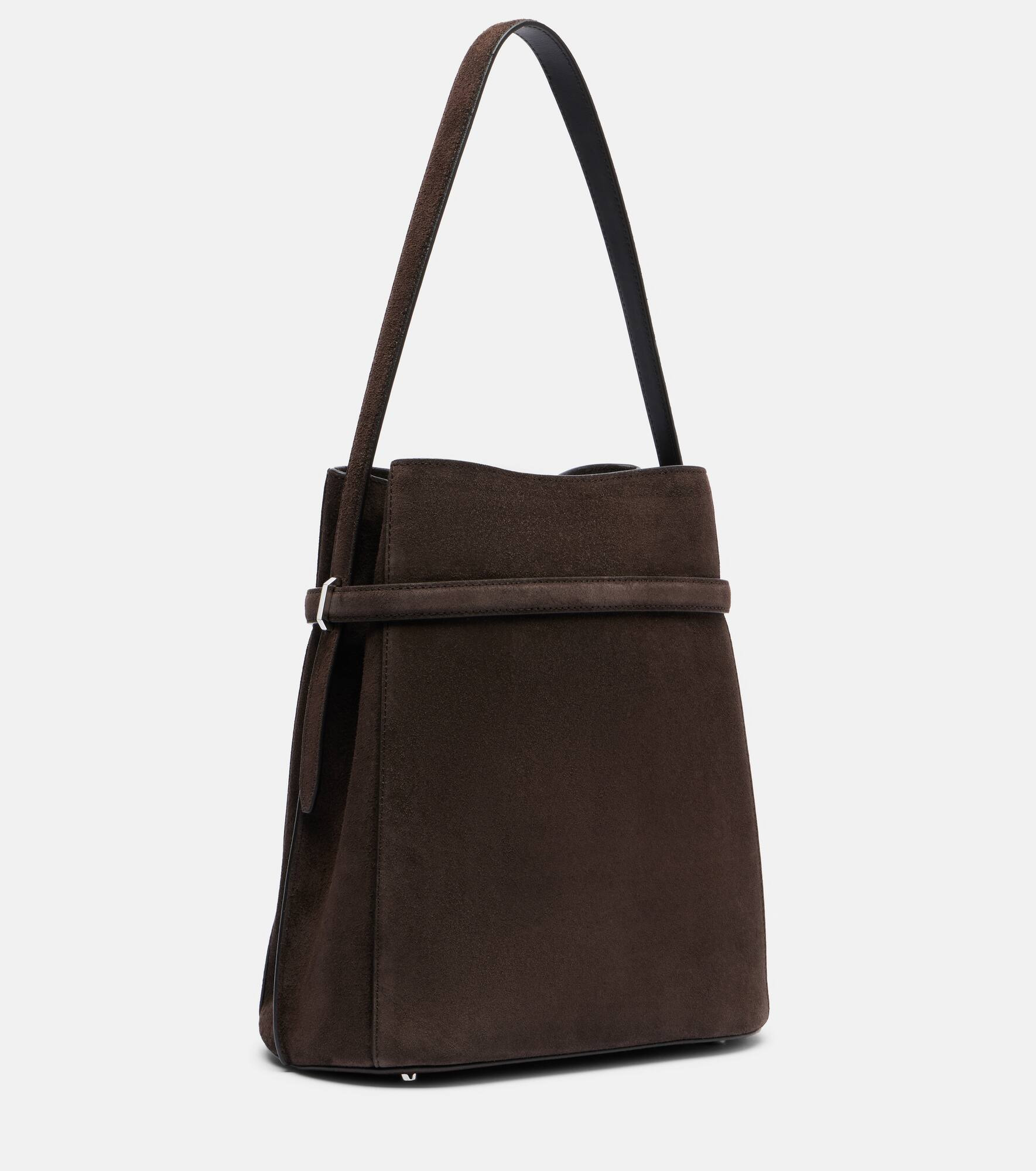 Belted suede bucket bag - 4