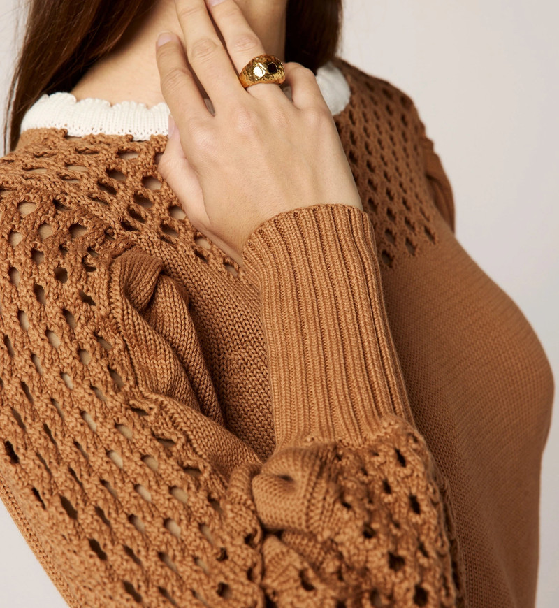 Cleobella ANWEN SWEATER | BROWN/IVORY outlook