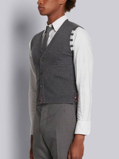 Thom Browne Medium Grey Cashmere 4-Bar Classic V-Neck Cardigan Vest outlook