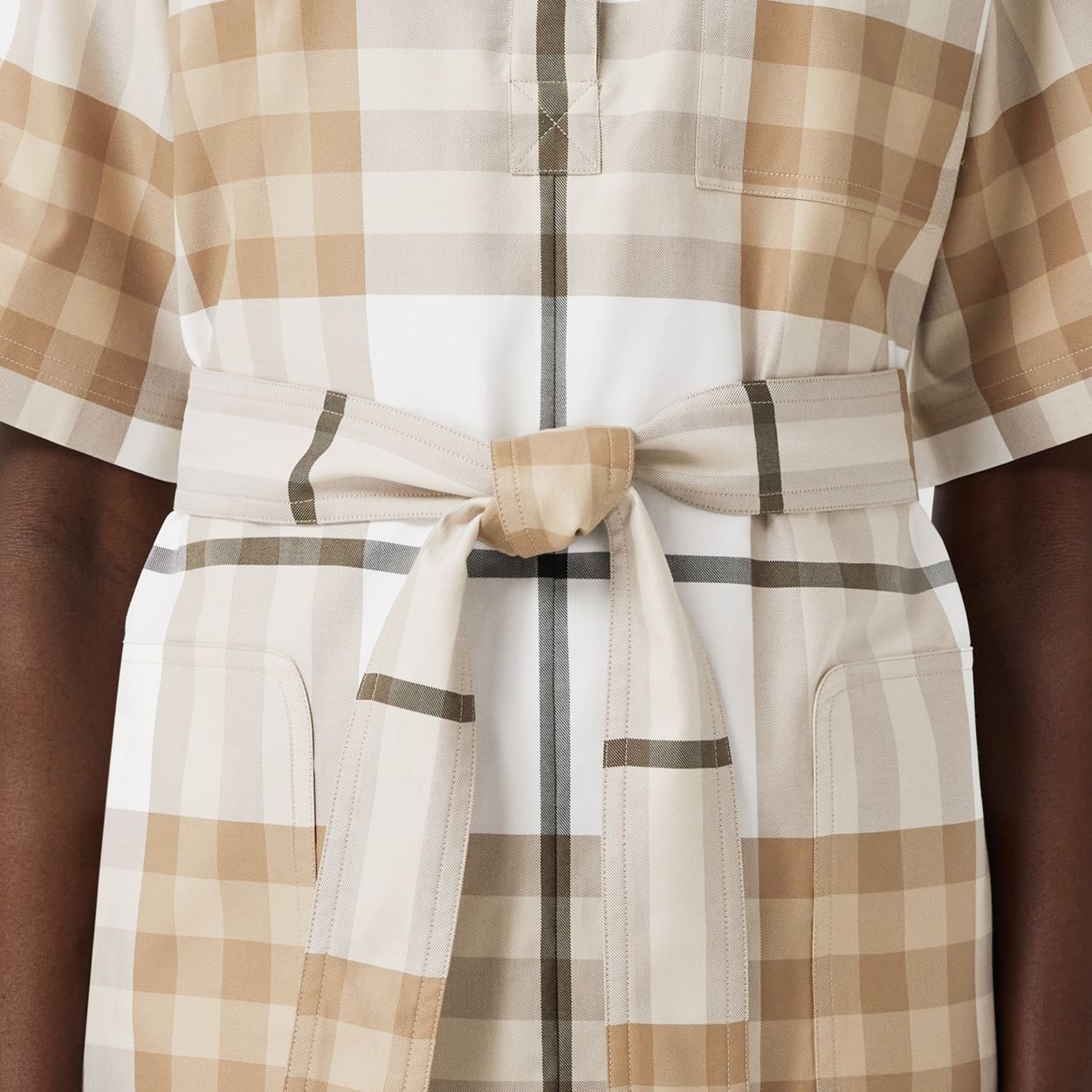 Check Cotton Twill Tie-waist Dress - 5