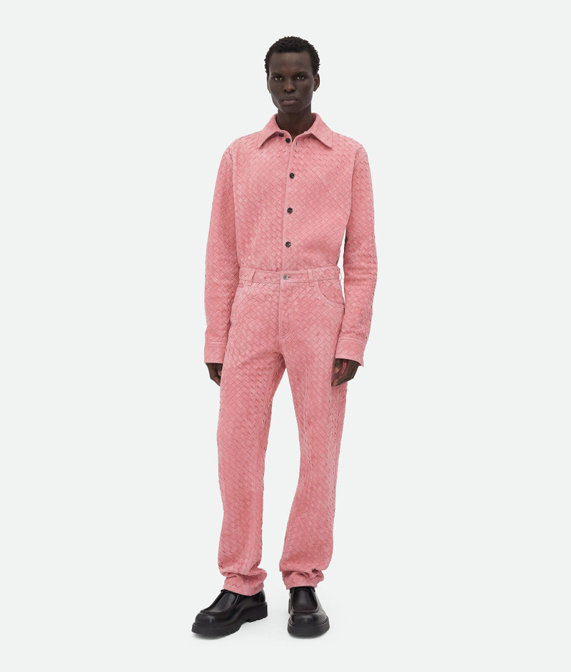 Suede Intrecciato Leather Trousers 4