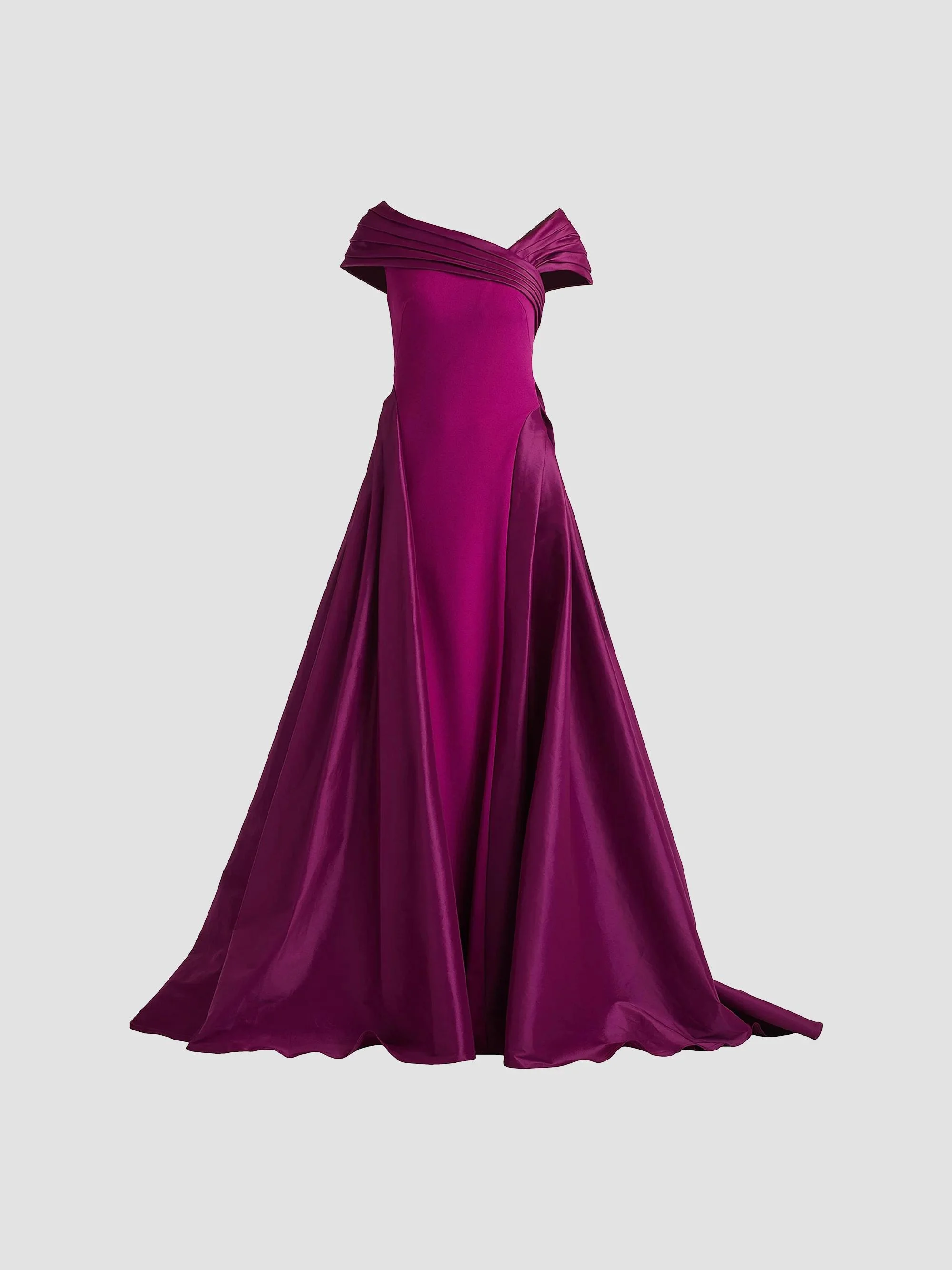 Women's Pleated Fit-&-Flare Gown - Magenta - 1