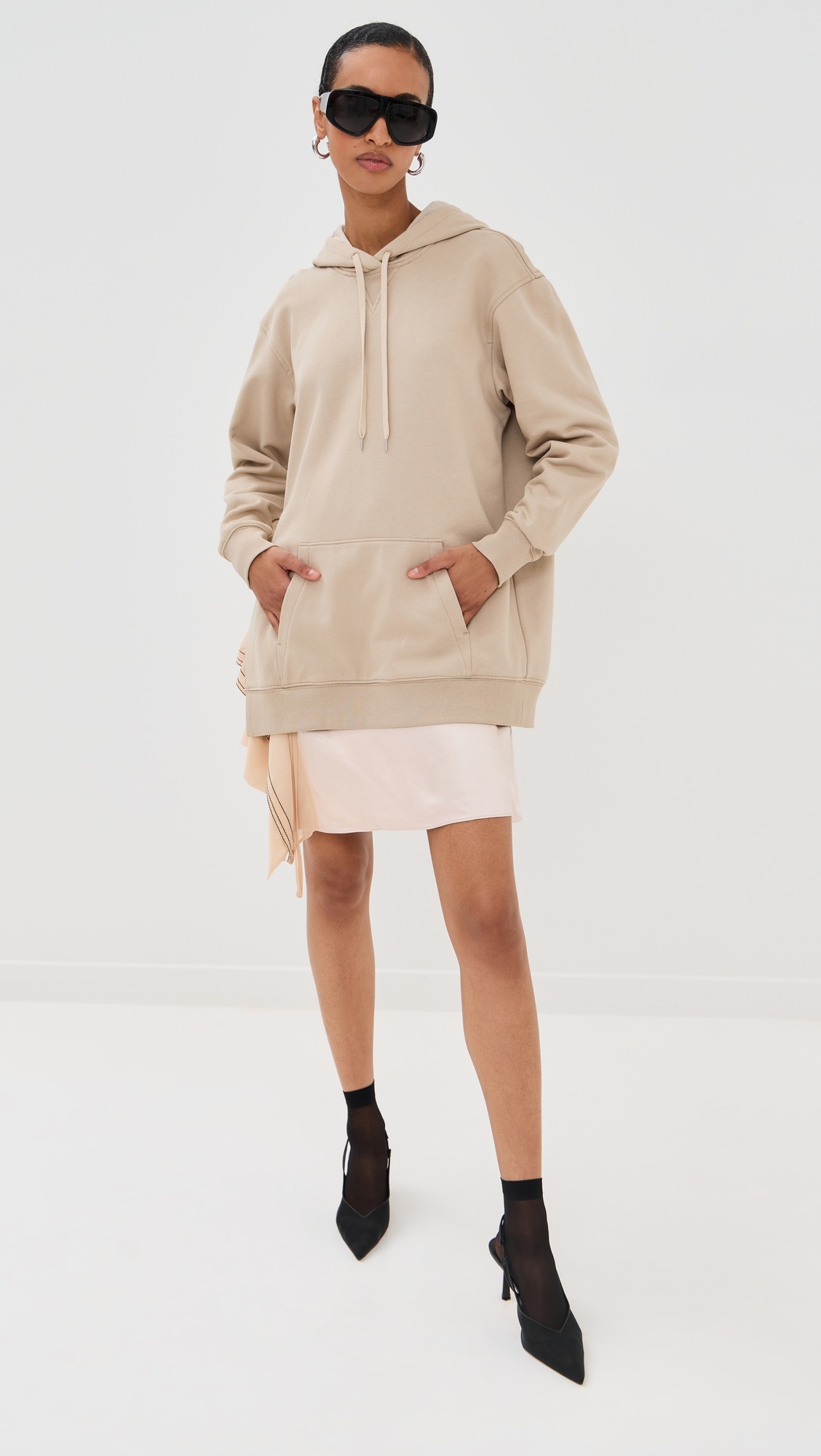 Hoodie Combo Dress with Mini Slip Skirt - 4