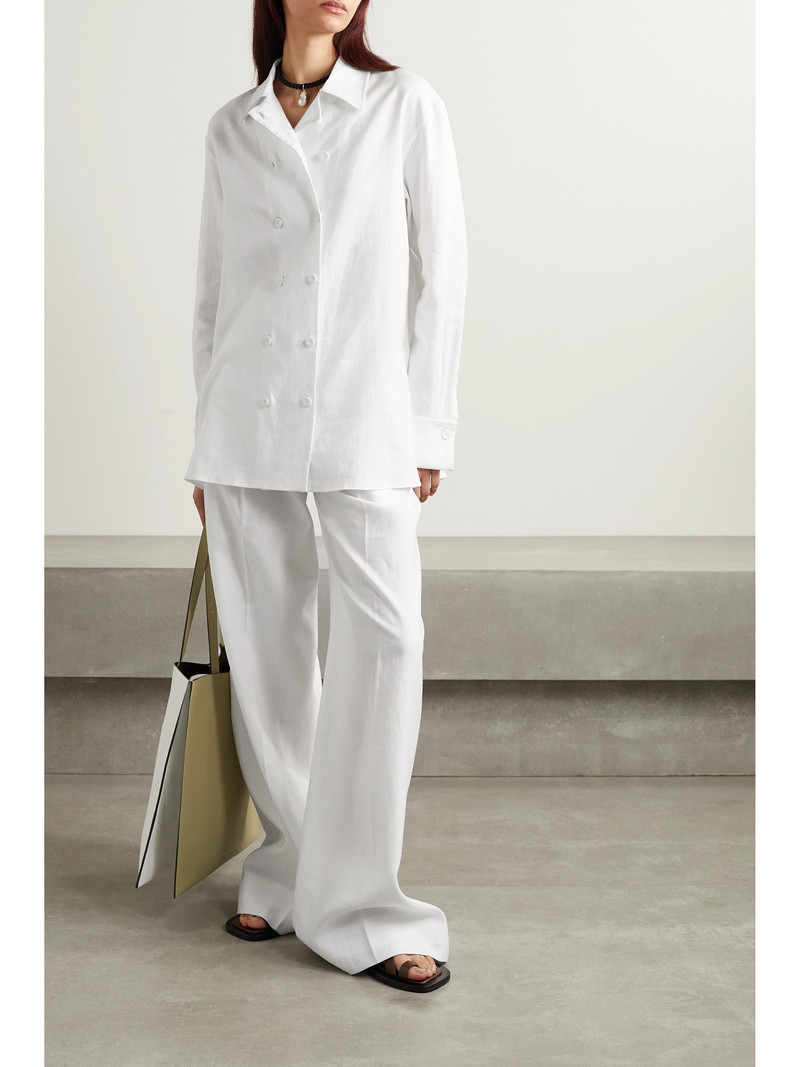 Another Tomorrow + Net Sustain Double-breasted Linen Shirt outlook