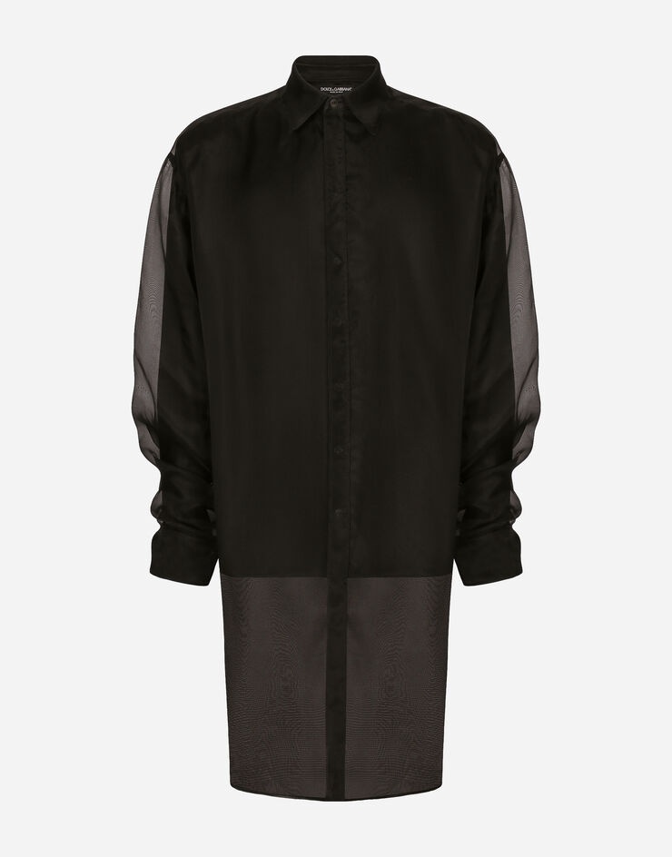 Double oversize shirt in silk satin and organza - 1