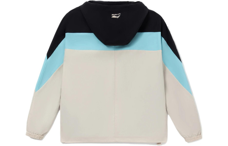 Li-Ning Li-Ning Logo Color Block Full Zip Hooded Jacket 'Black Oatmeal' AFDS033-5 outlook