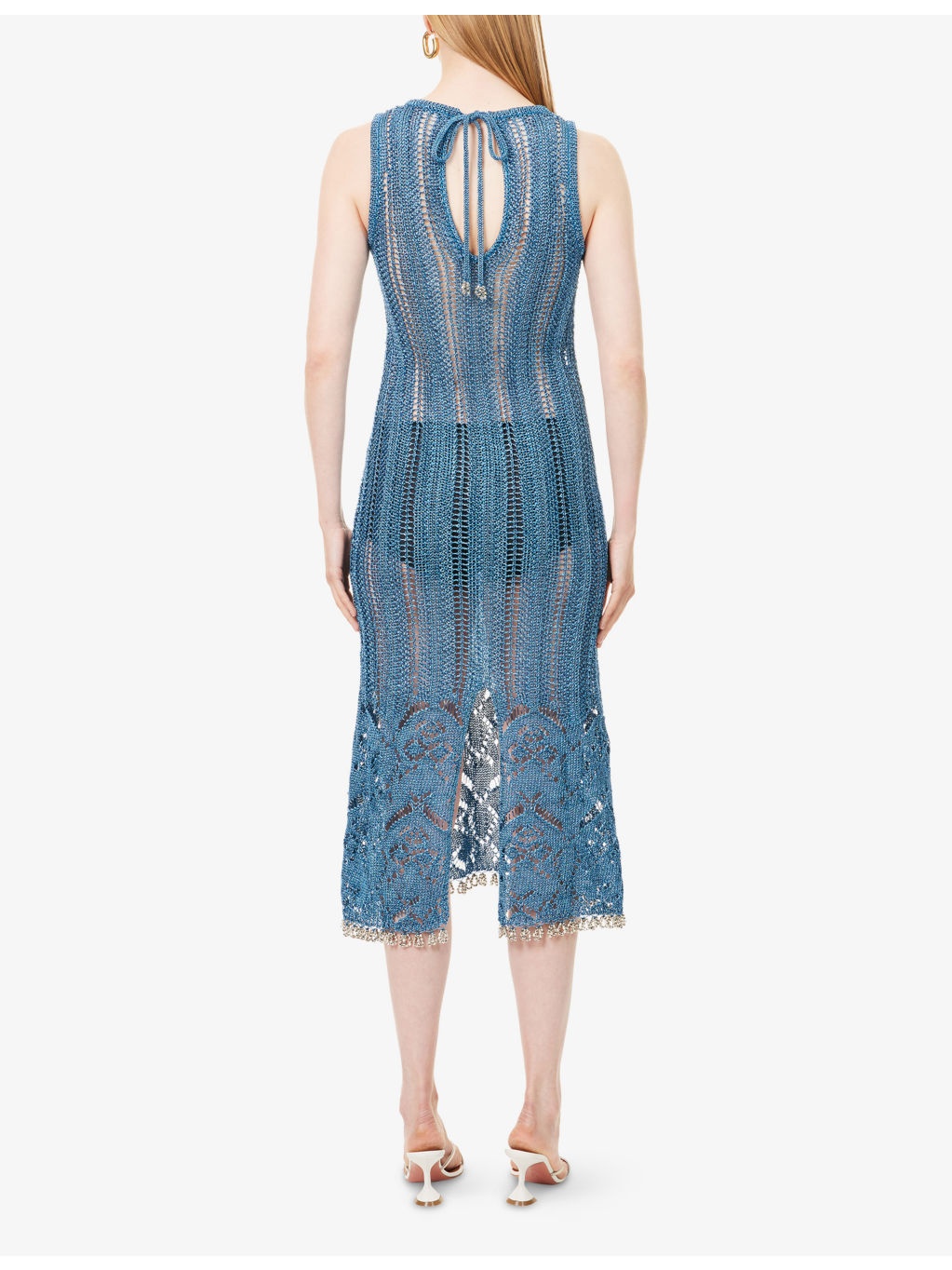 Embellished Sleeveless Knitted Midi Dress - 4