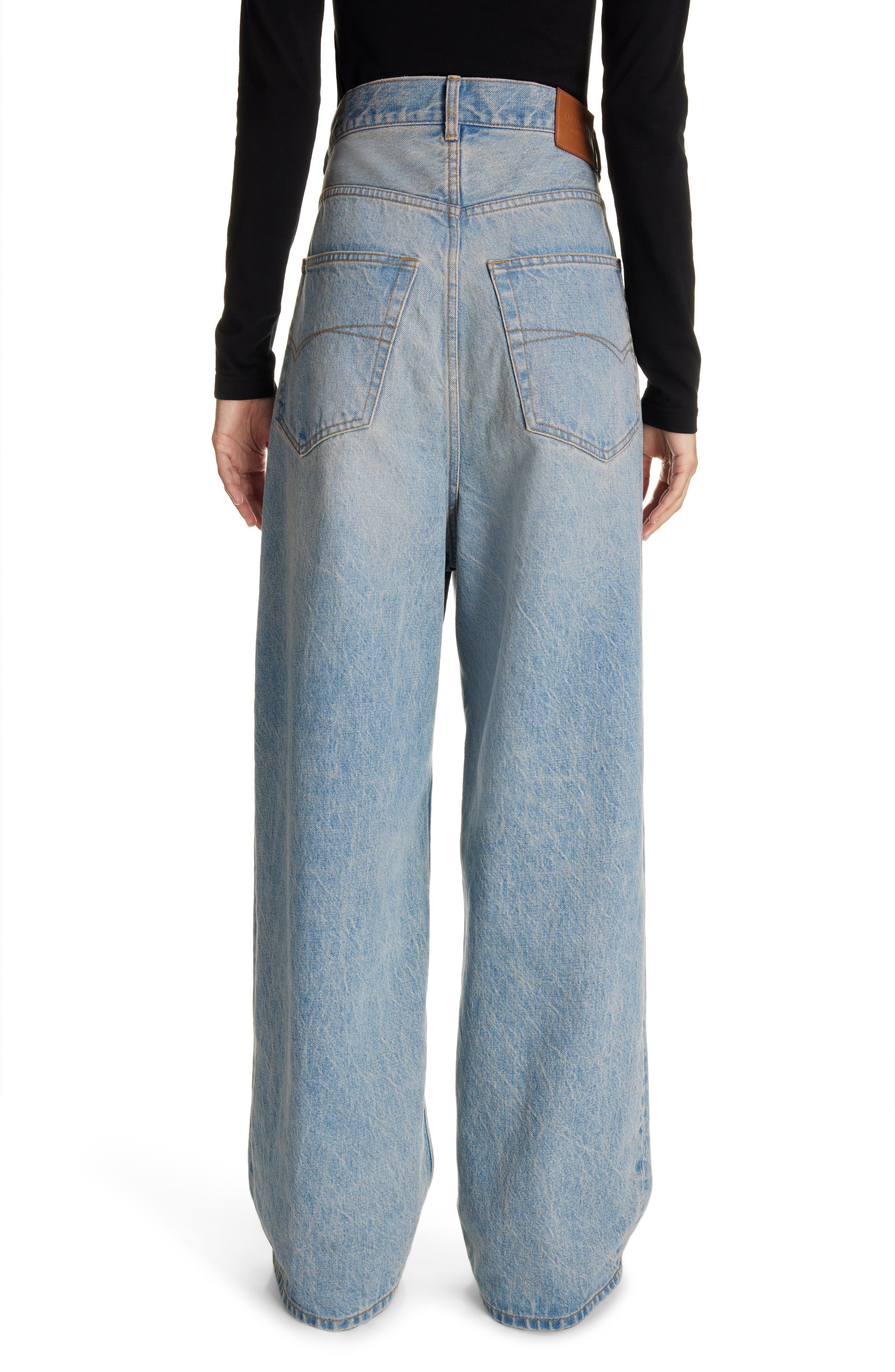 Balenciaga Baggy Straight Leg Jeans in Light Indigo/Madder at Nordstrom - 3