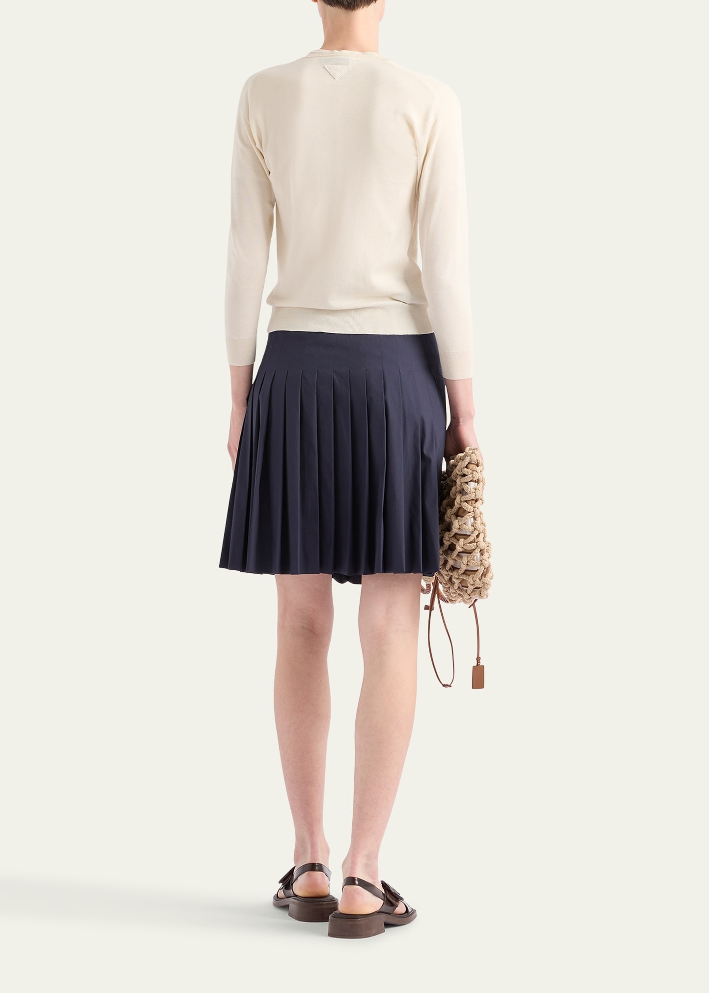 Silk-Cotton Double Crewneck Cardigan - 3