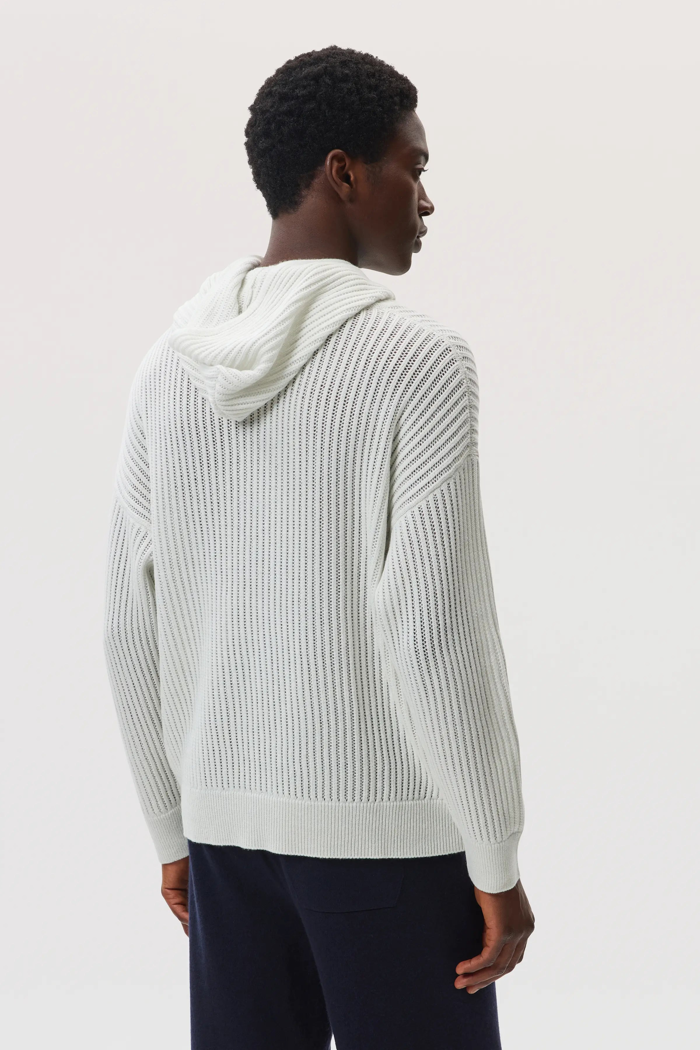 Mesh Rib Cashmere White Hoodie - 9