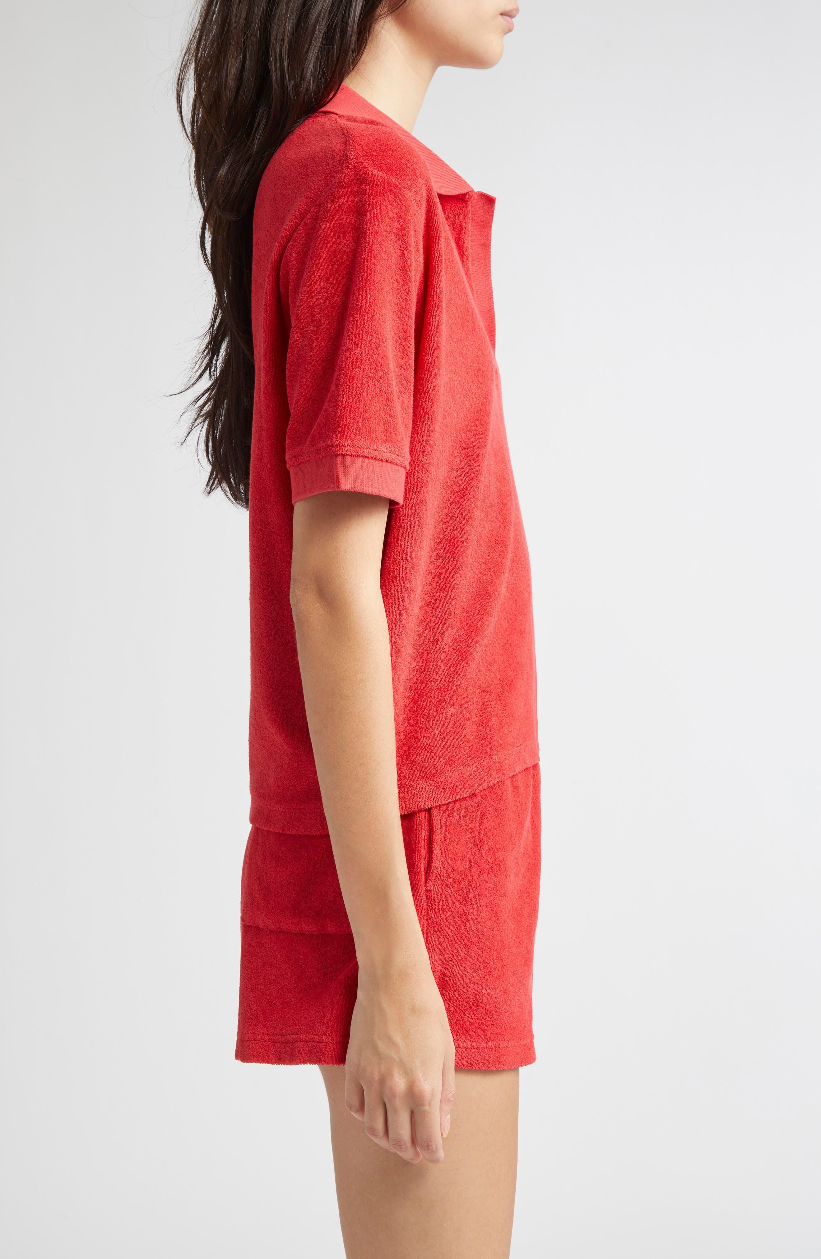 Sporty & Rich Vendome Cotton Terry Polo in Fire Red at Nordstrom - 3