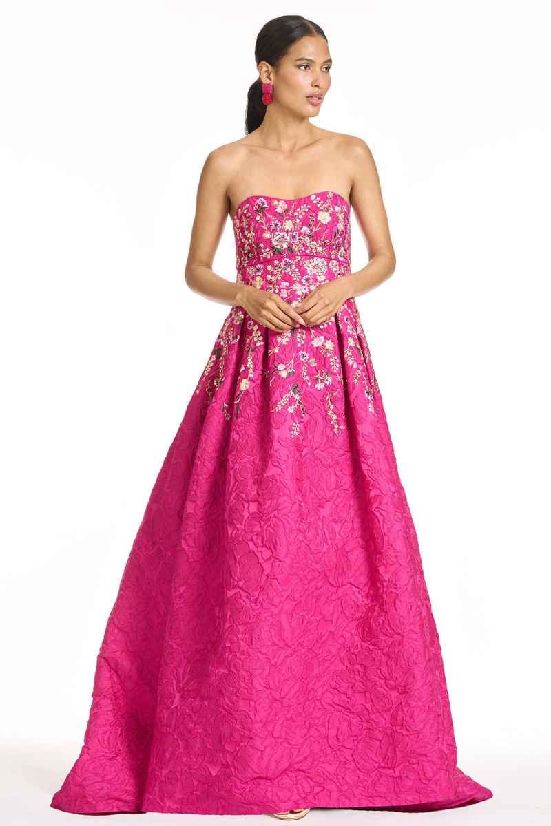 SACHIN & BABI EMBROIDERED KIRAN GOWN - DEEP FUCHSIA outlook