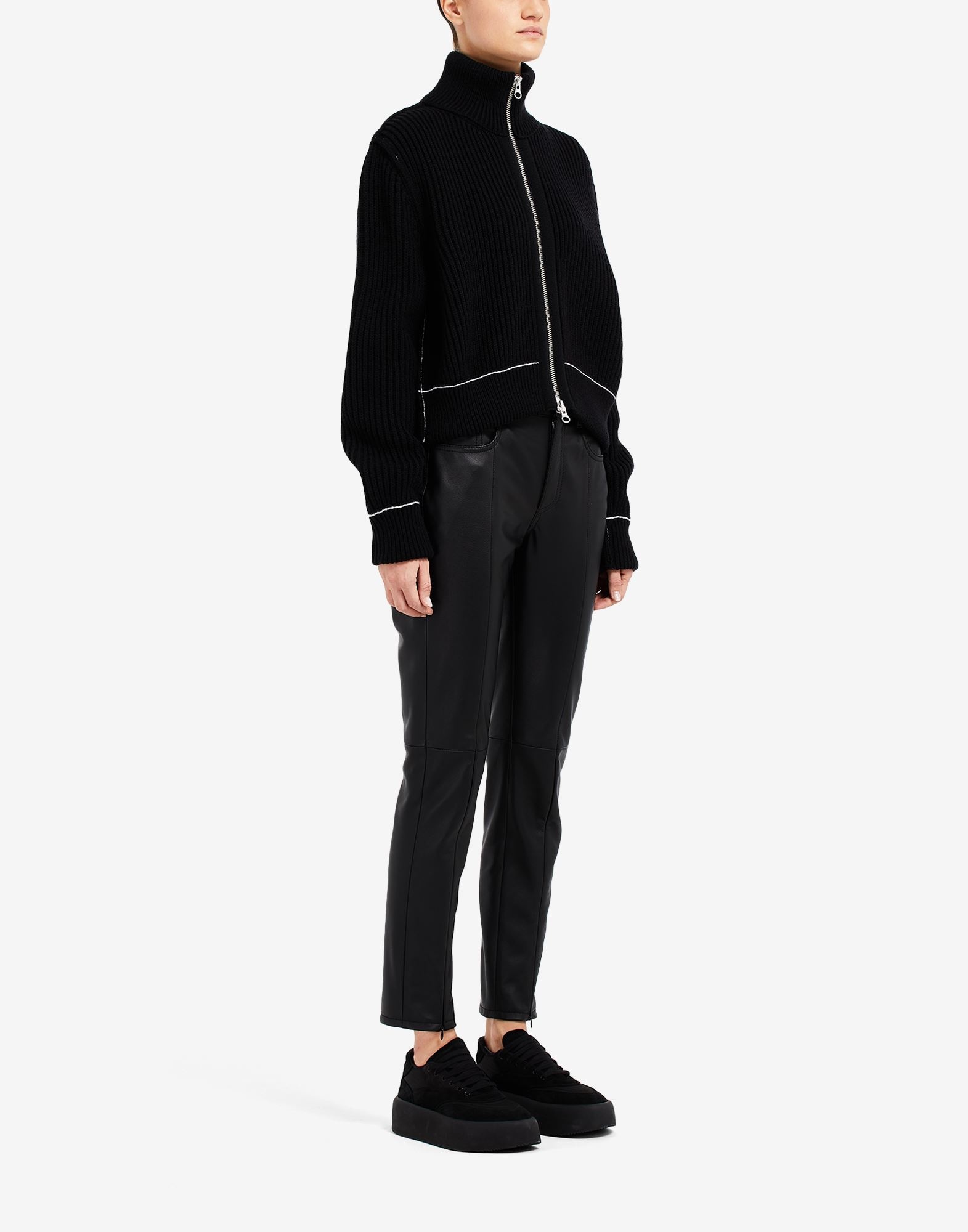 High-neck ribbed cardigan - 3