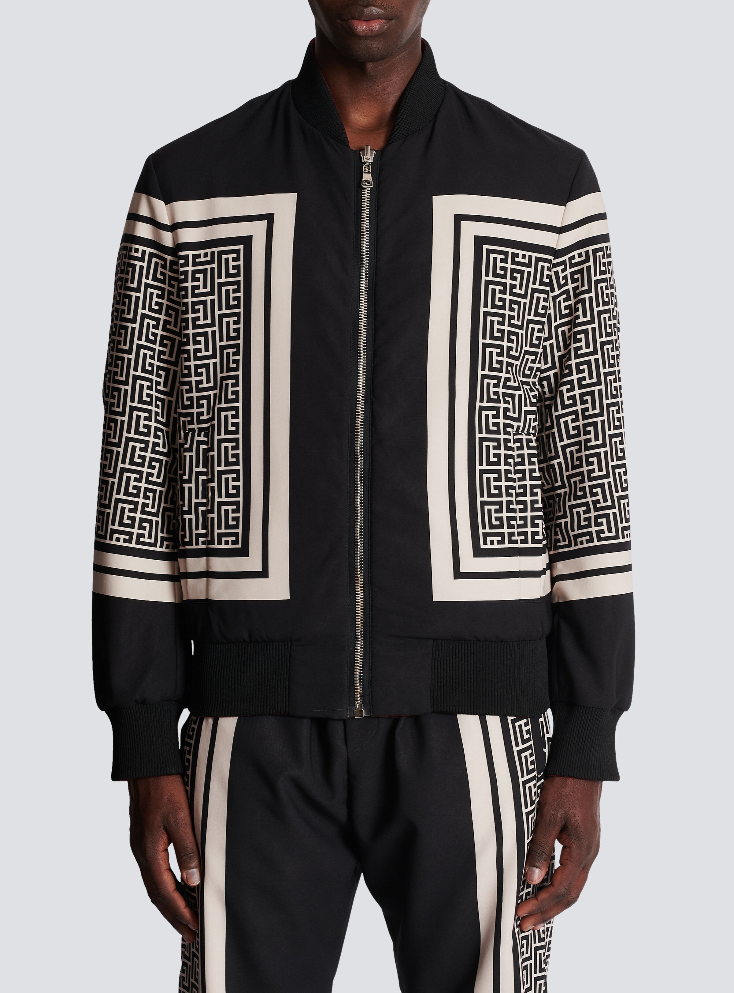 Balmain Rhinestone Monogram Bomber Jacket