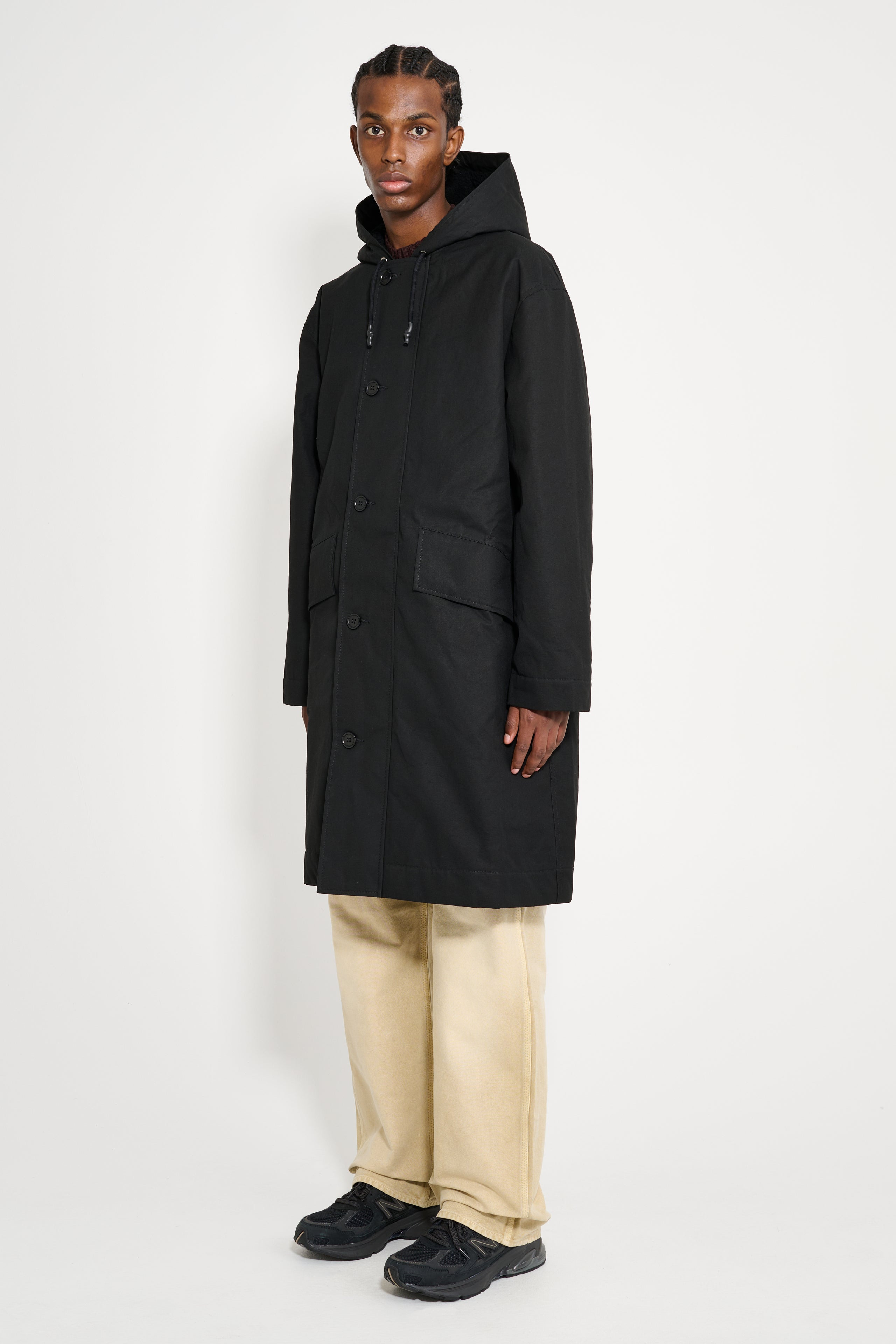 MARGARET HOWELL MHL HOODED DECK PARKA DRY COTTON CANVAS BLACK - 2