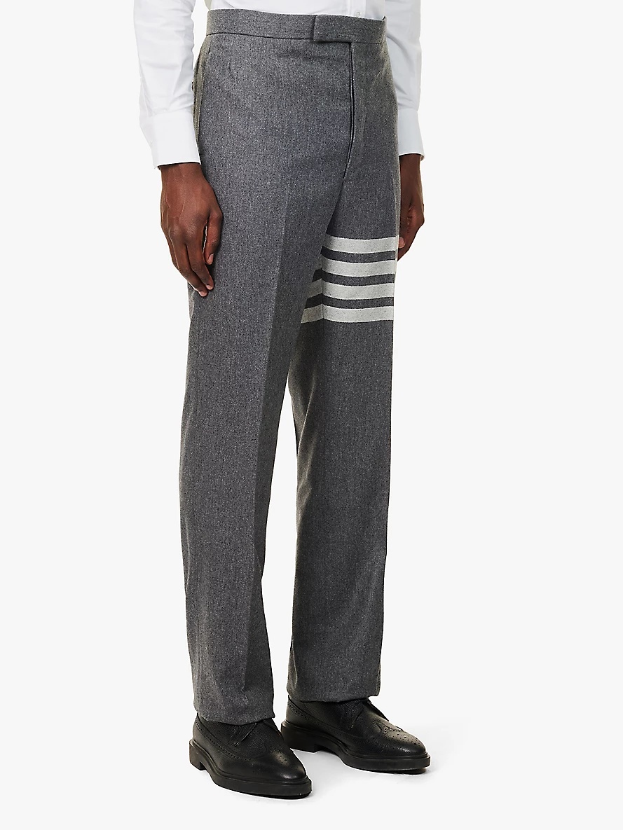 Four-bar straight-leg mid-rise wool-blend trousers - 3